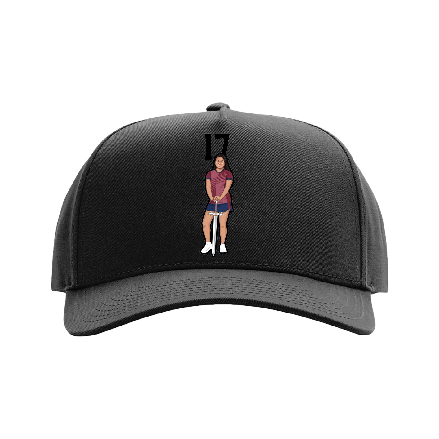 Full Fabric Five-Panel Champ Cap — Number Top in Black