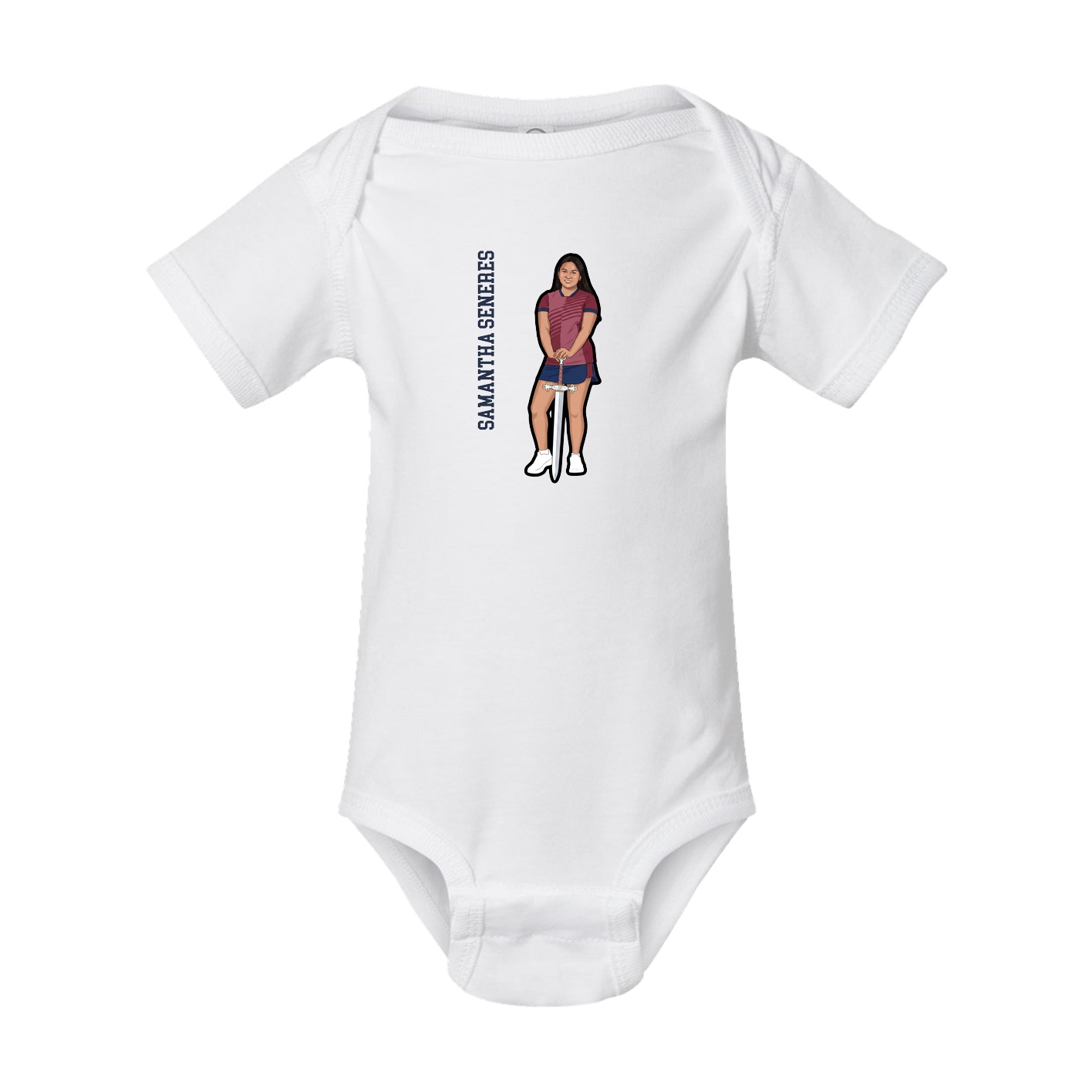 Baby Onesie — Name Vertical in White