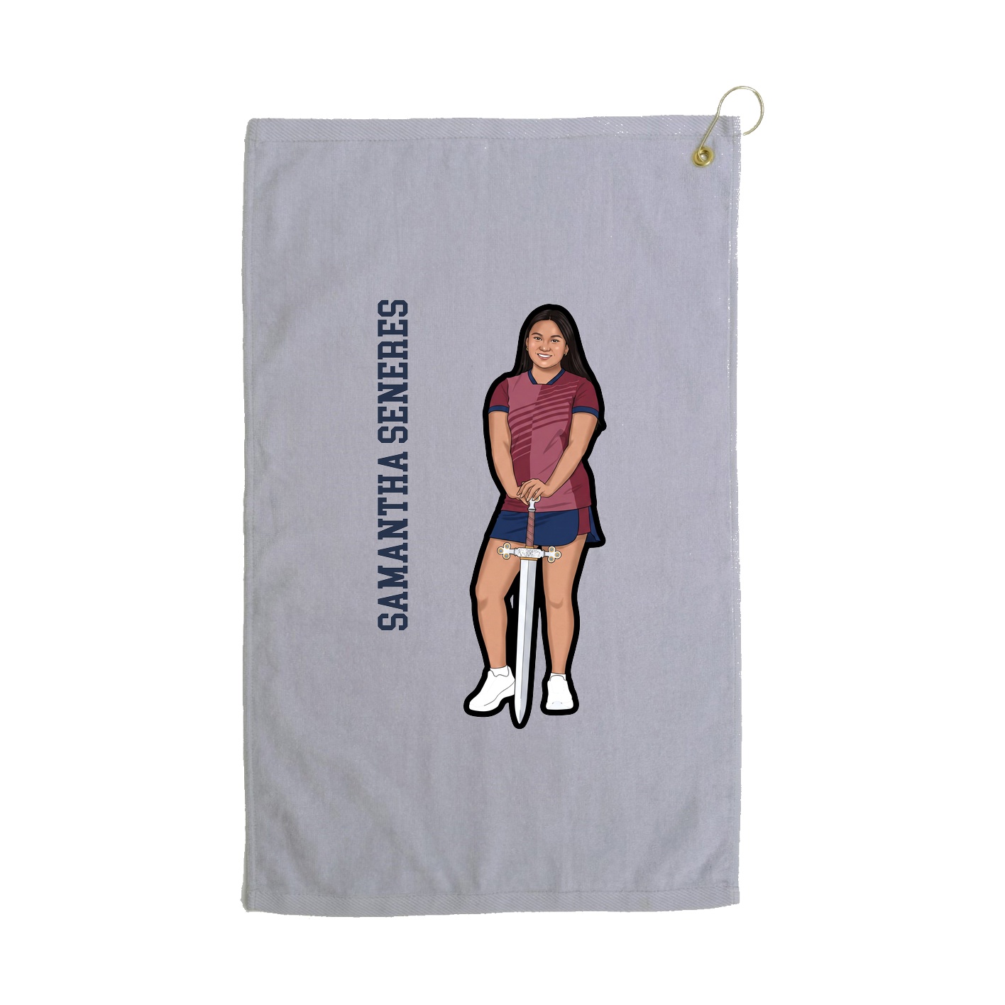 Golf Towel — Name Vertical in Grey