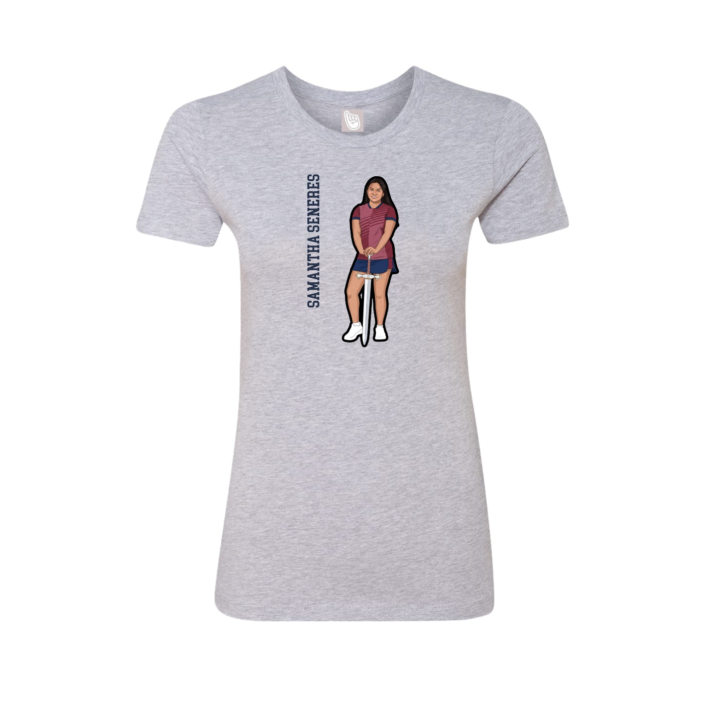 Womens Tee — Name Vertical in Grey