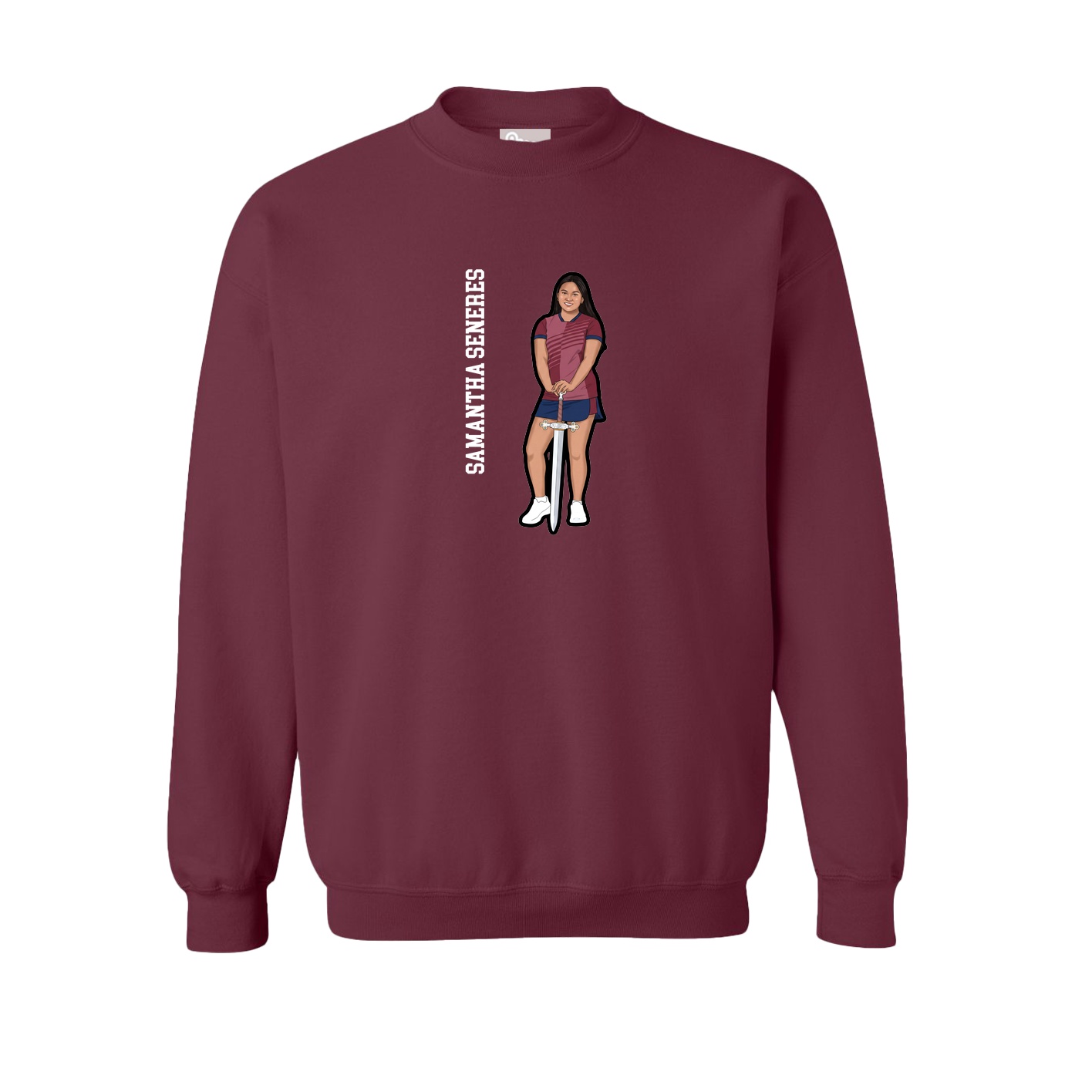 Fleece Crew — Name Vertical in Maroon