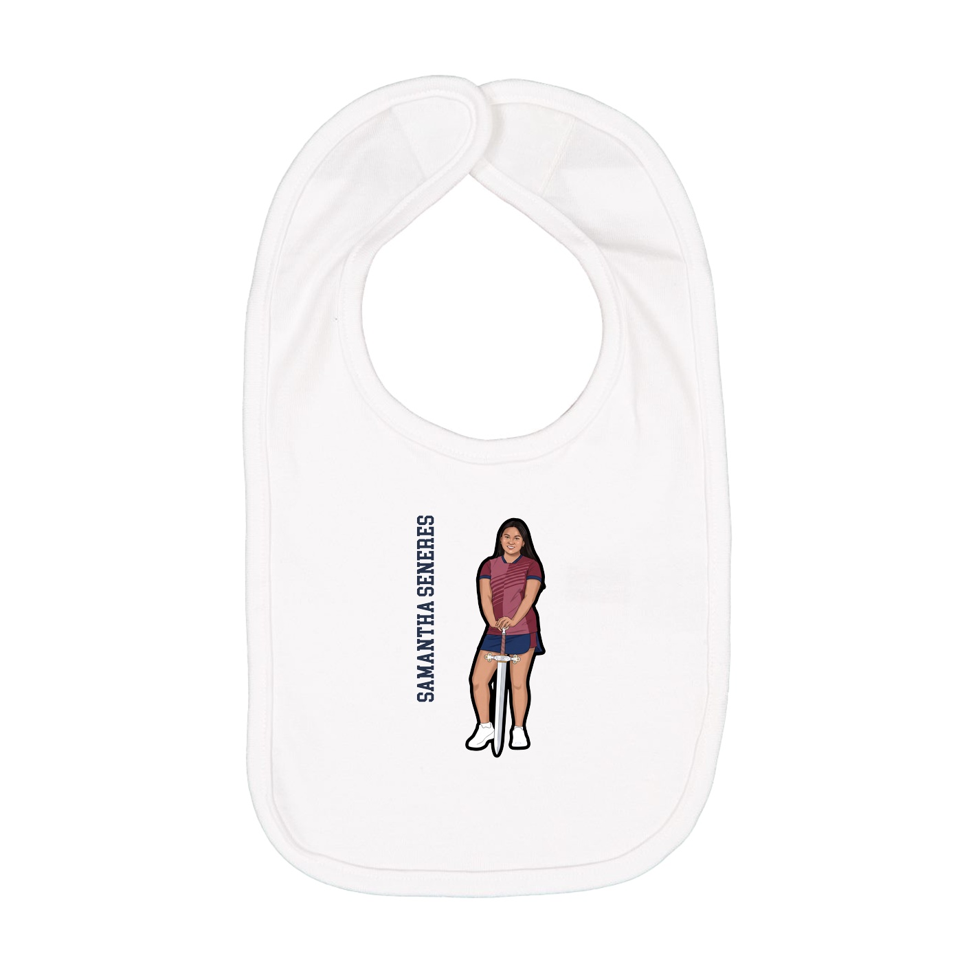 Infant Bib — Name Vertical in White