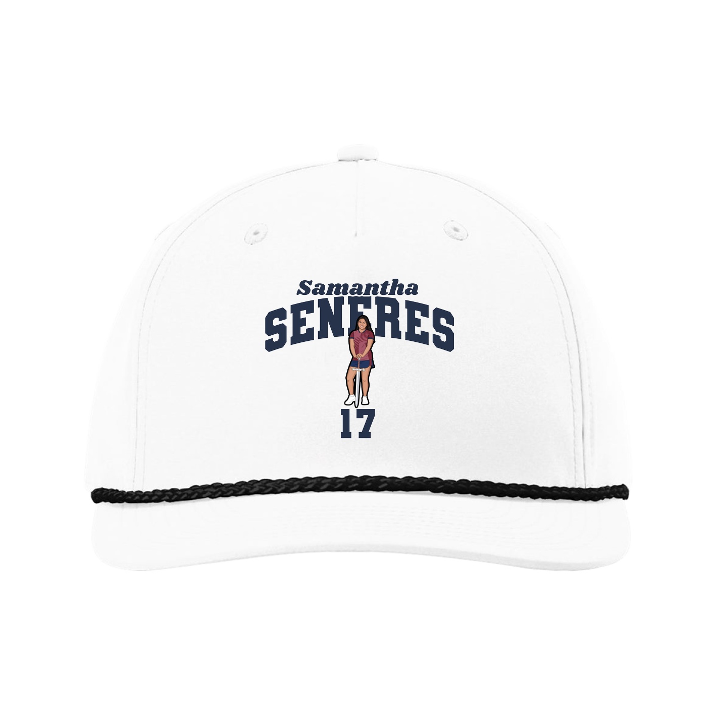 Five-Panel Classic Rope Cap — Signature Arch in White