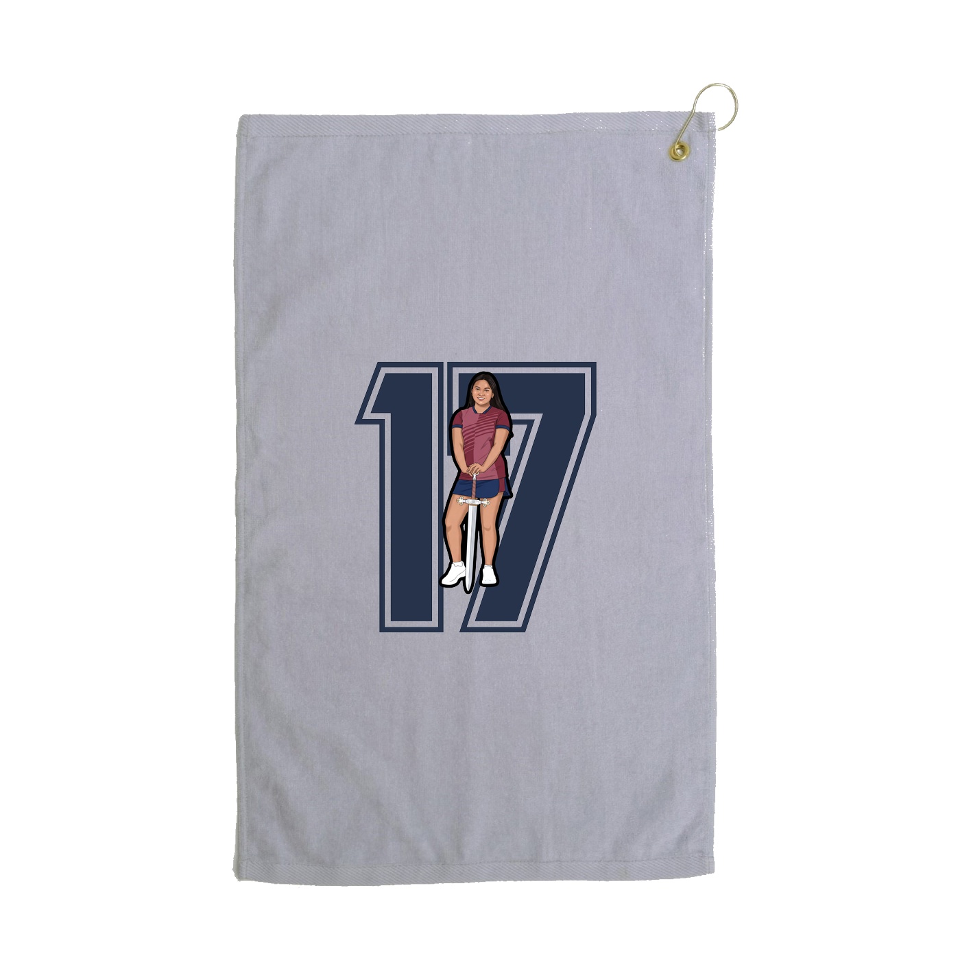 Golf Towel — Number in Grey