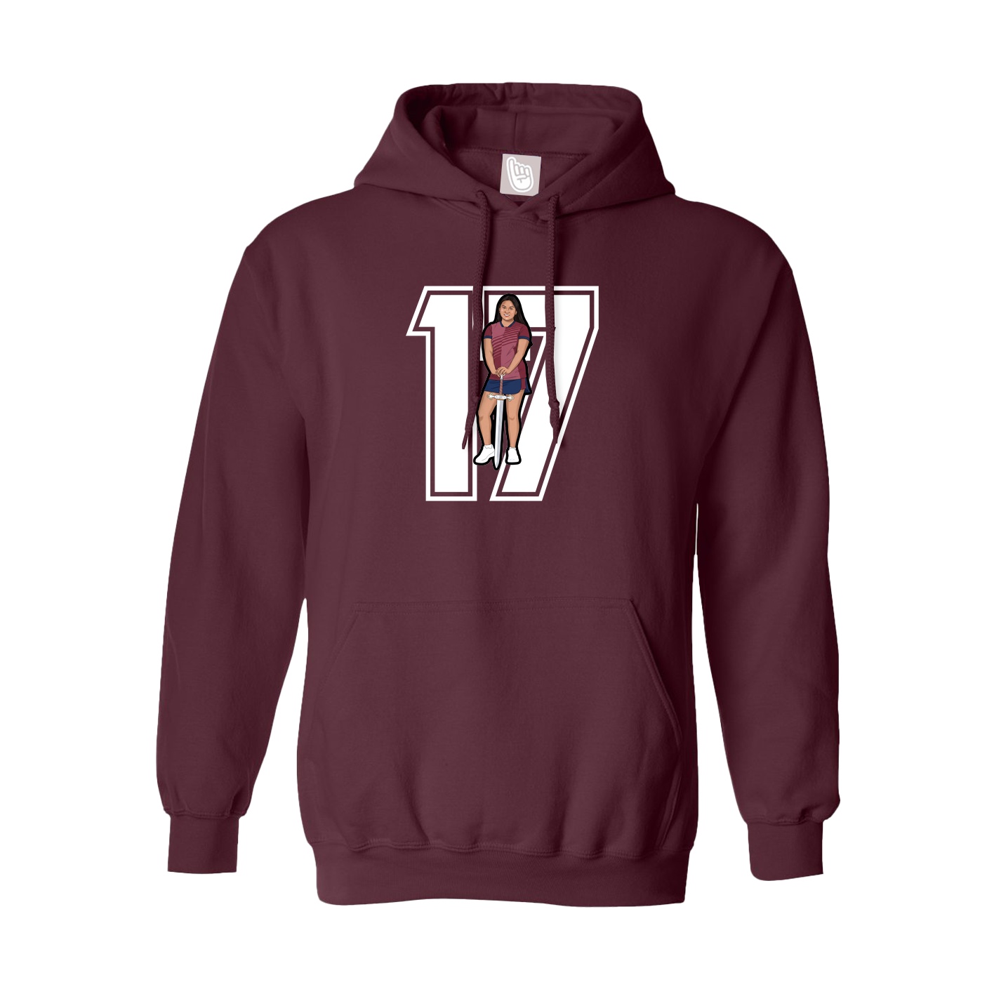 Hoodie — Number in Maroon