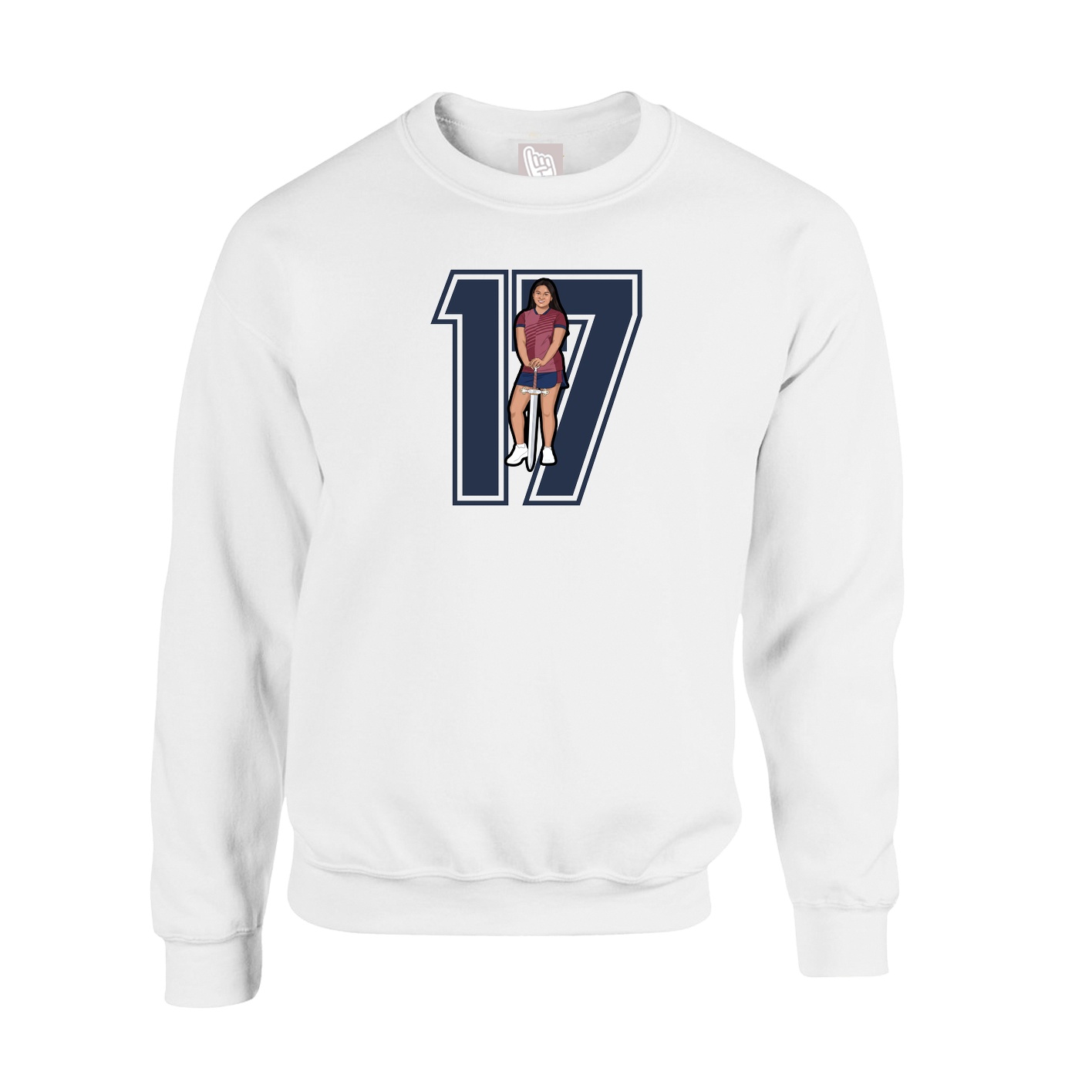 Fleece Crew — Number in White