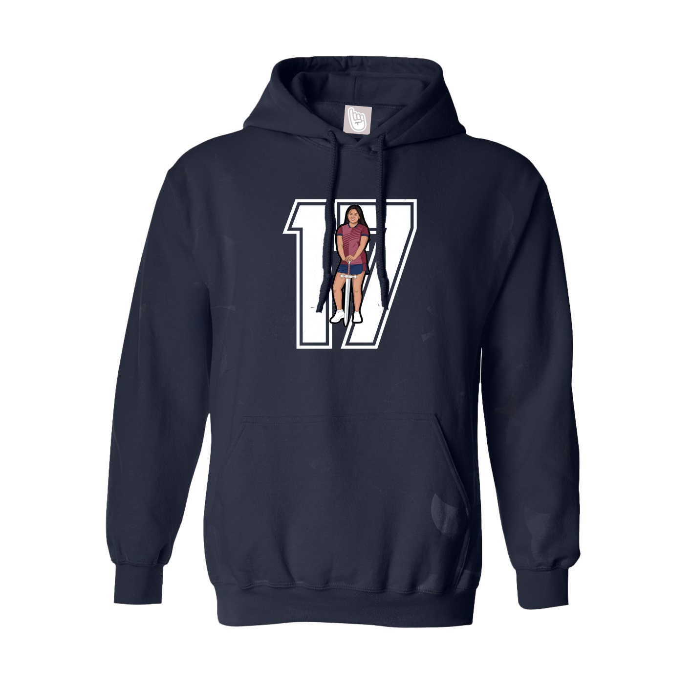 Youth Hoodie — Number in Navy