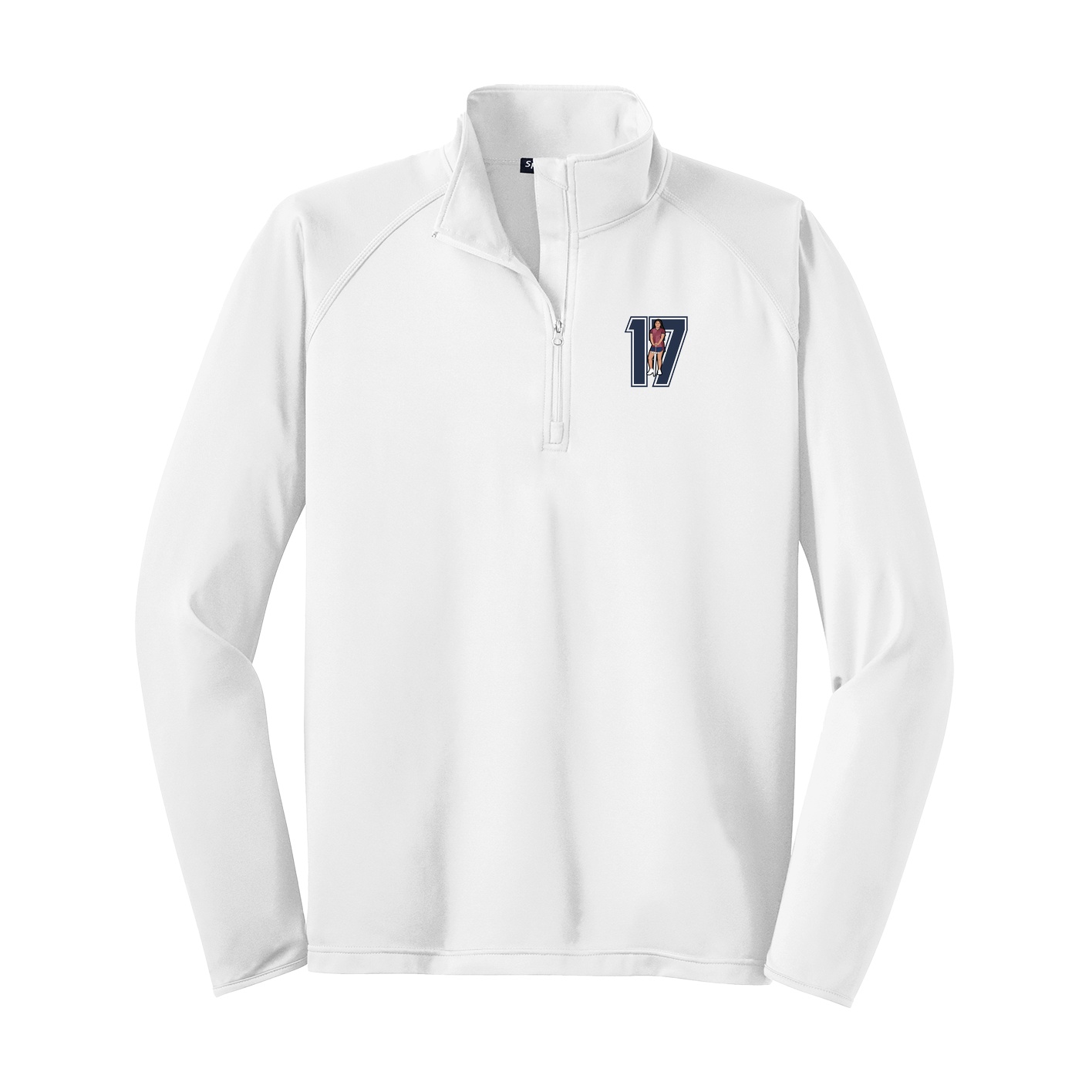 Q-Zip Pullover — Number in White