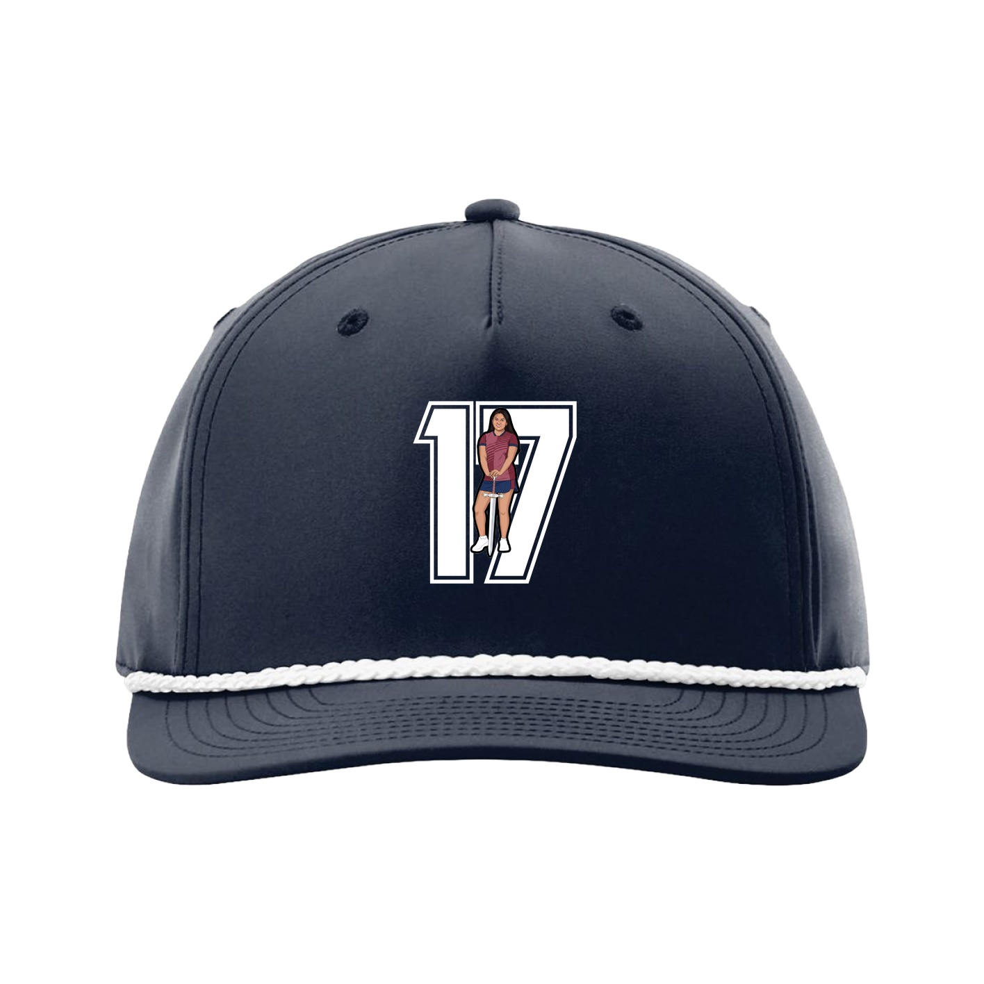 Five-Panel Classic Rope Cap — Number in Navy