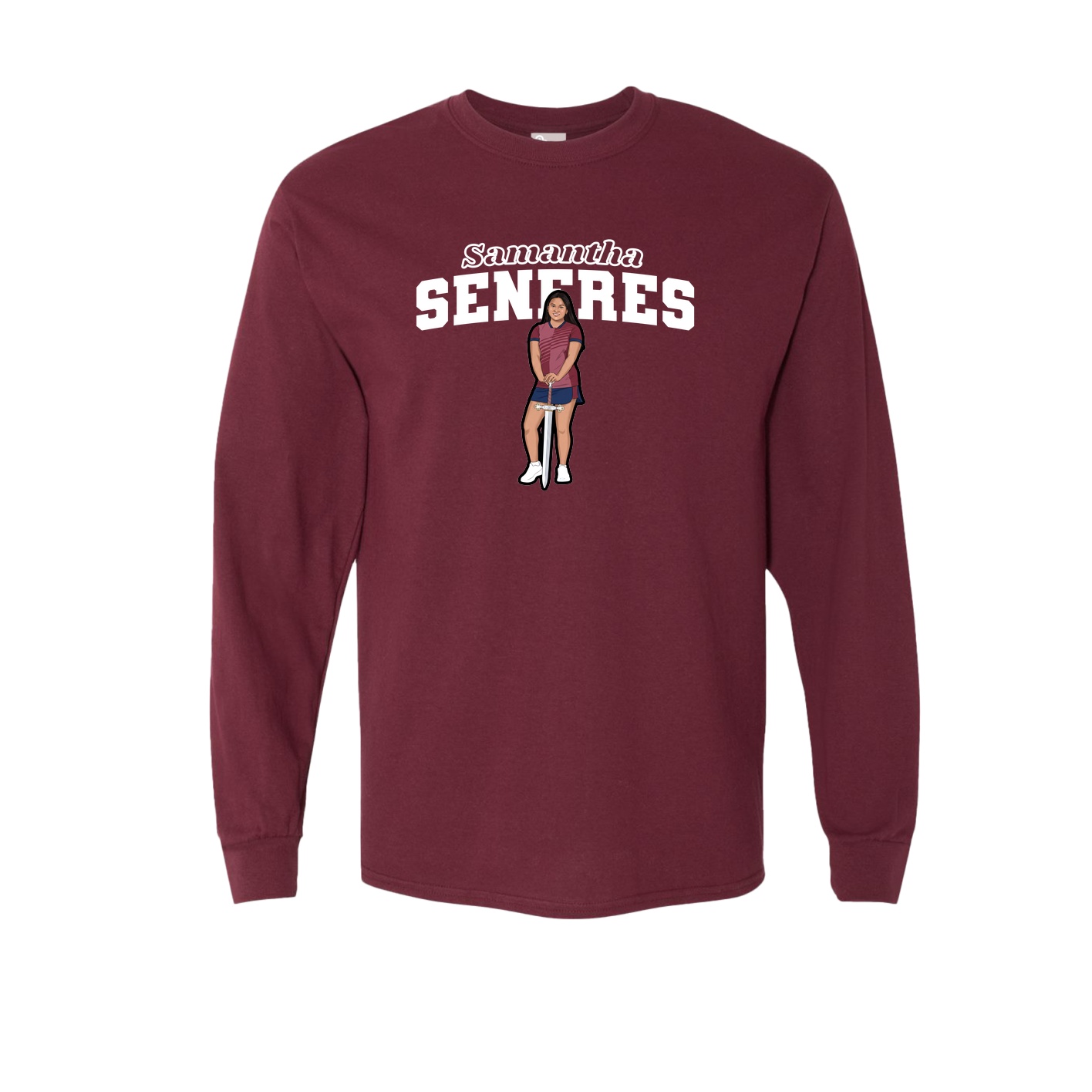 Long Sleeve Tee — Name Arch in Maroon