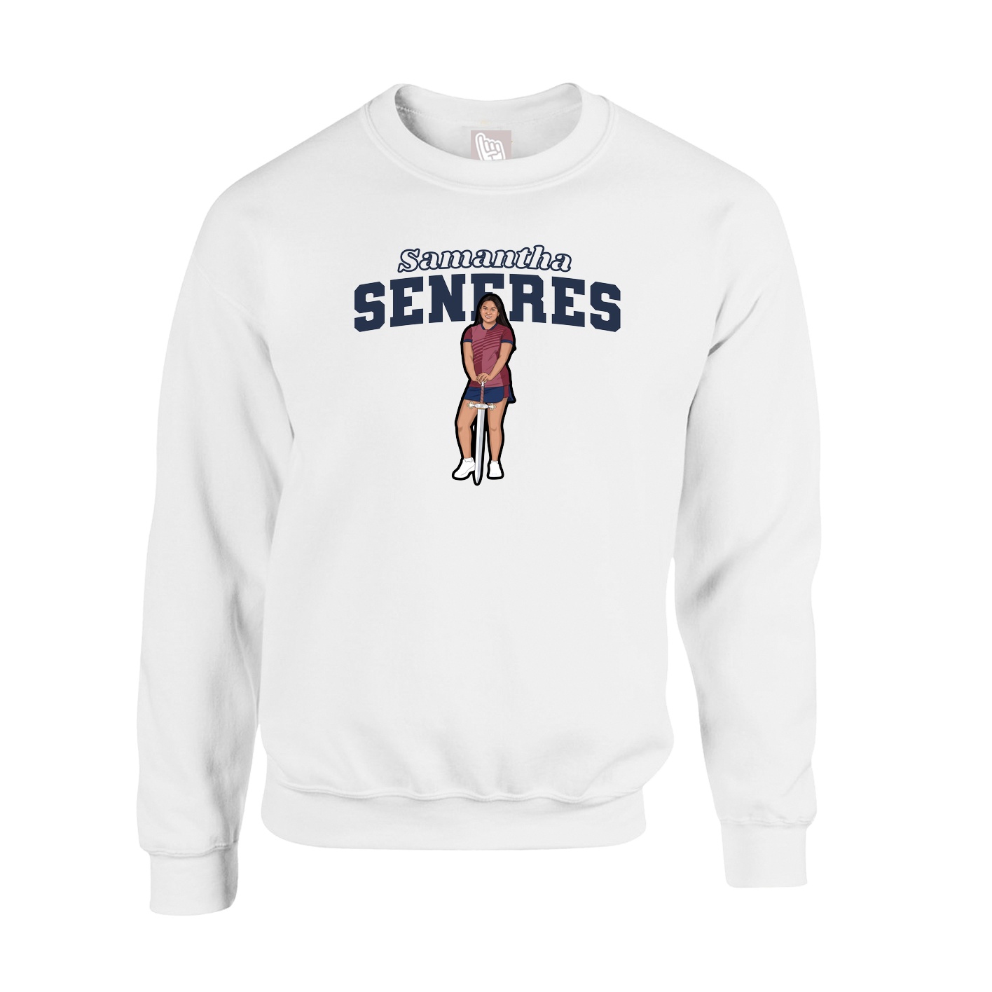 Fleece Crew — Name Arch in White