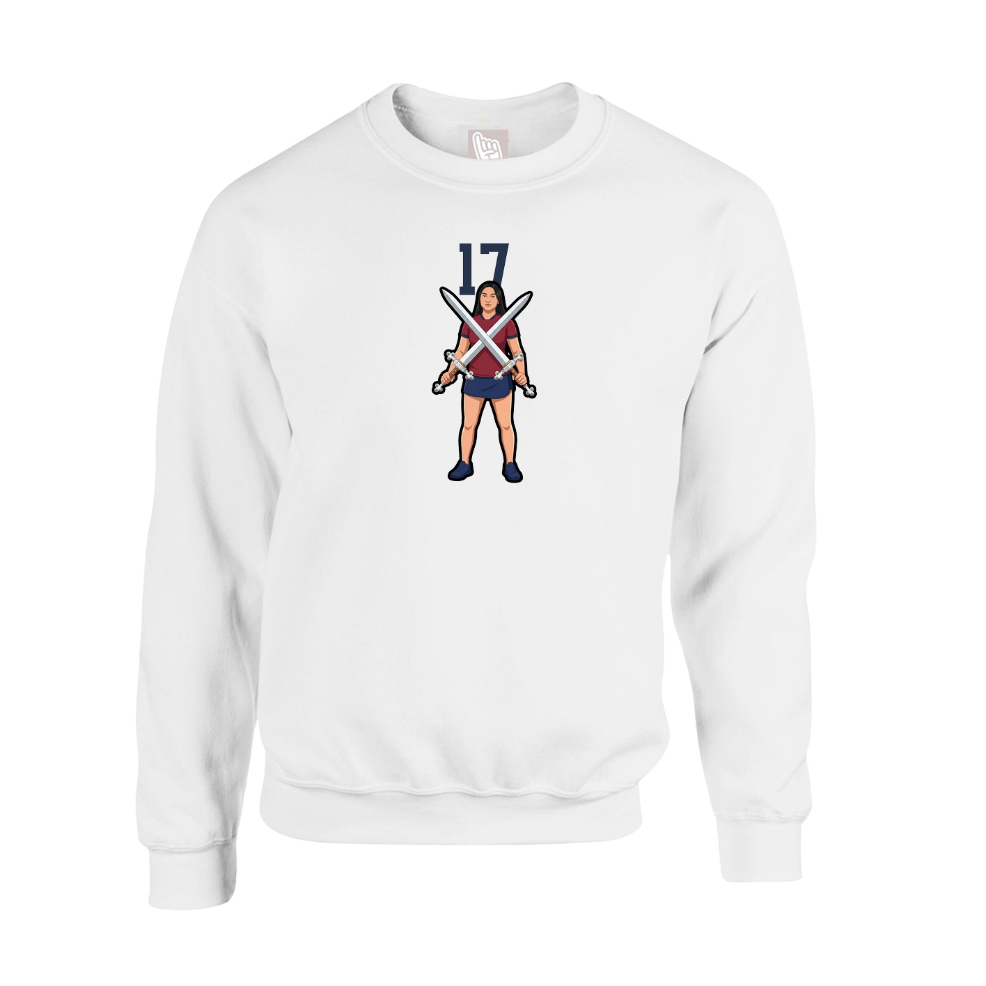 Fleece Crew — Number Top in White