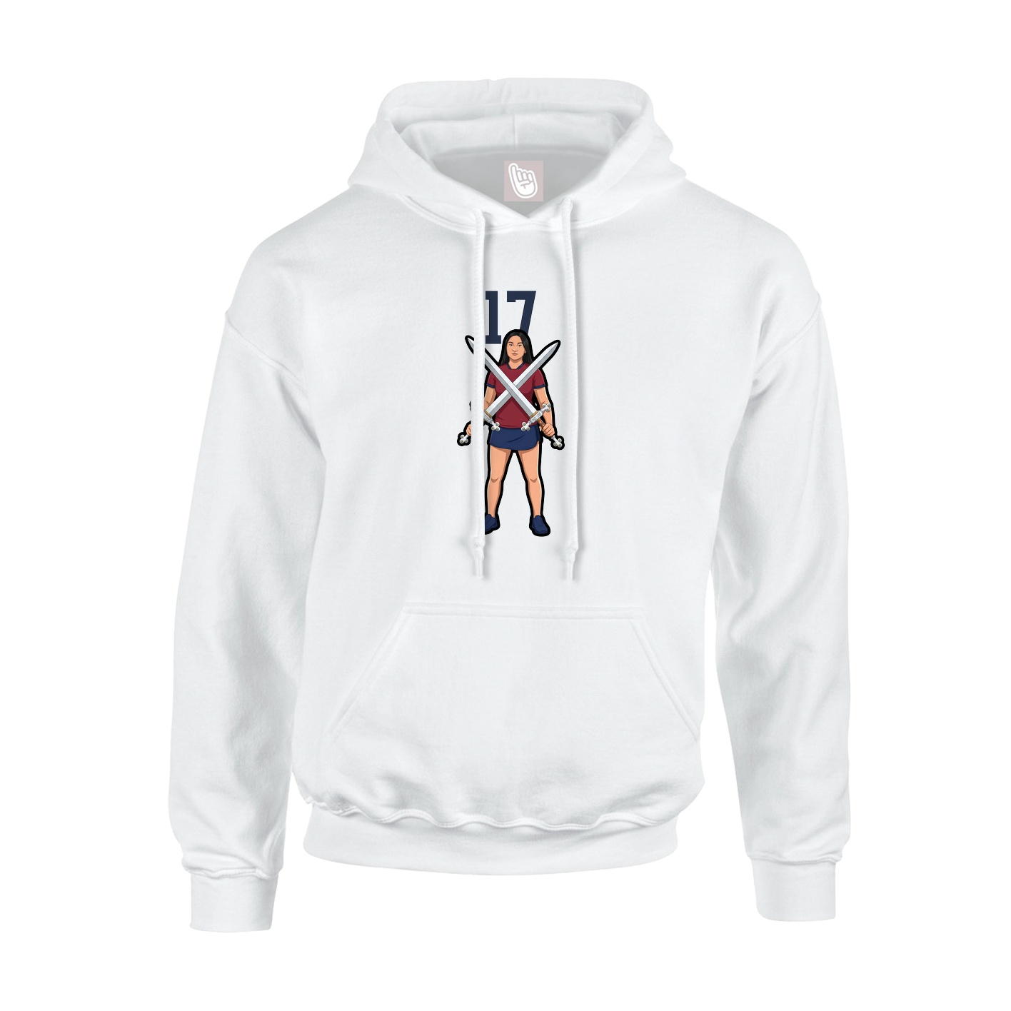 Youth Hoodie — Number Top in White