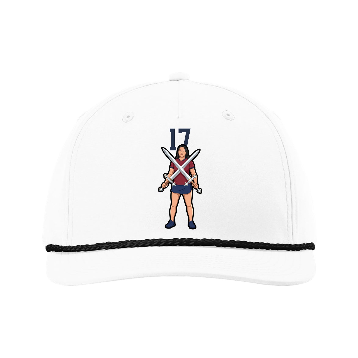 Five-Panel Classic Rope Cap — Number Top in White