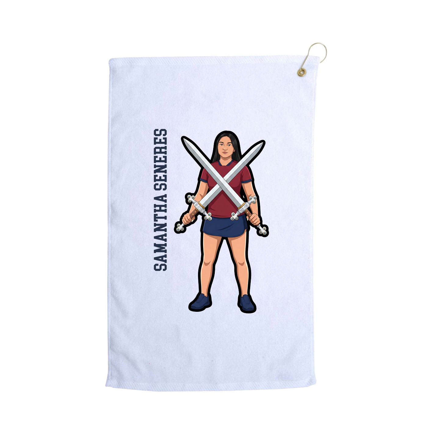 Golf Towel — Name Vertical in White