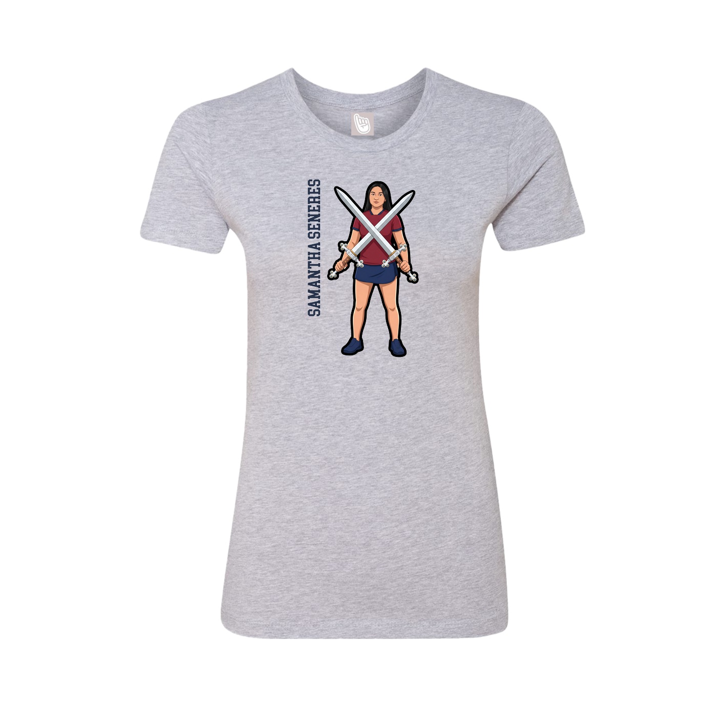 Womens Tee — Name Vertical in Grey