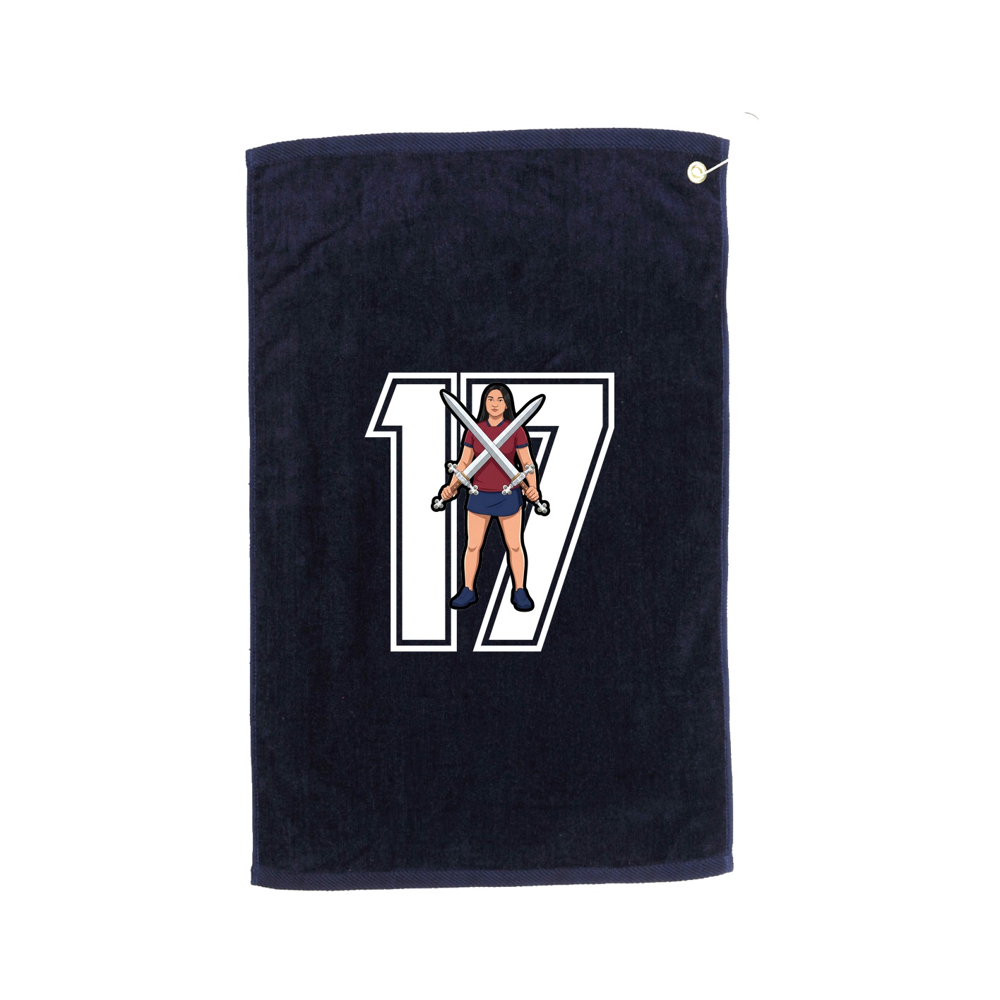 Golf Towel — Number in Navy
