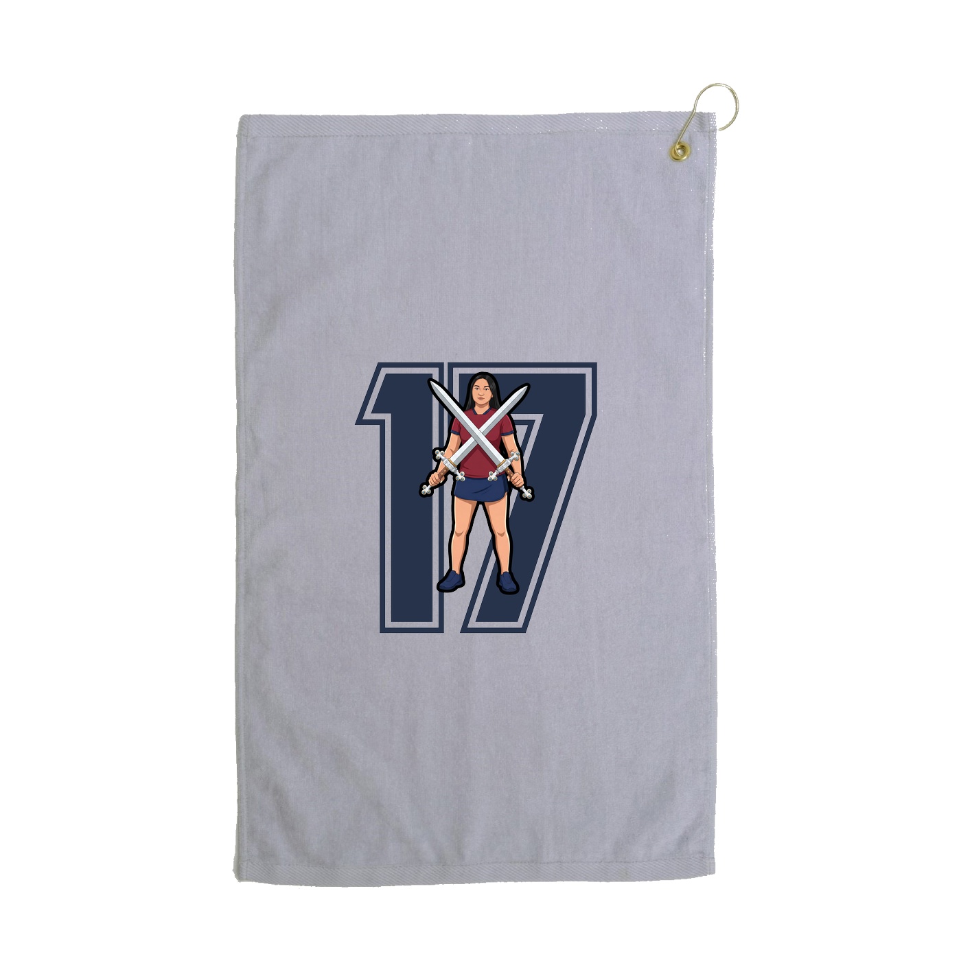 Golf Towel — Number in Grey