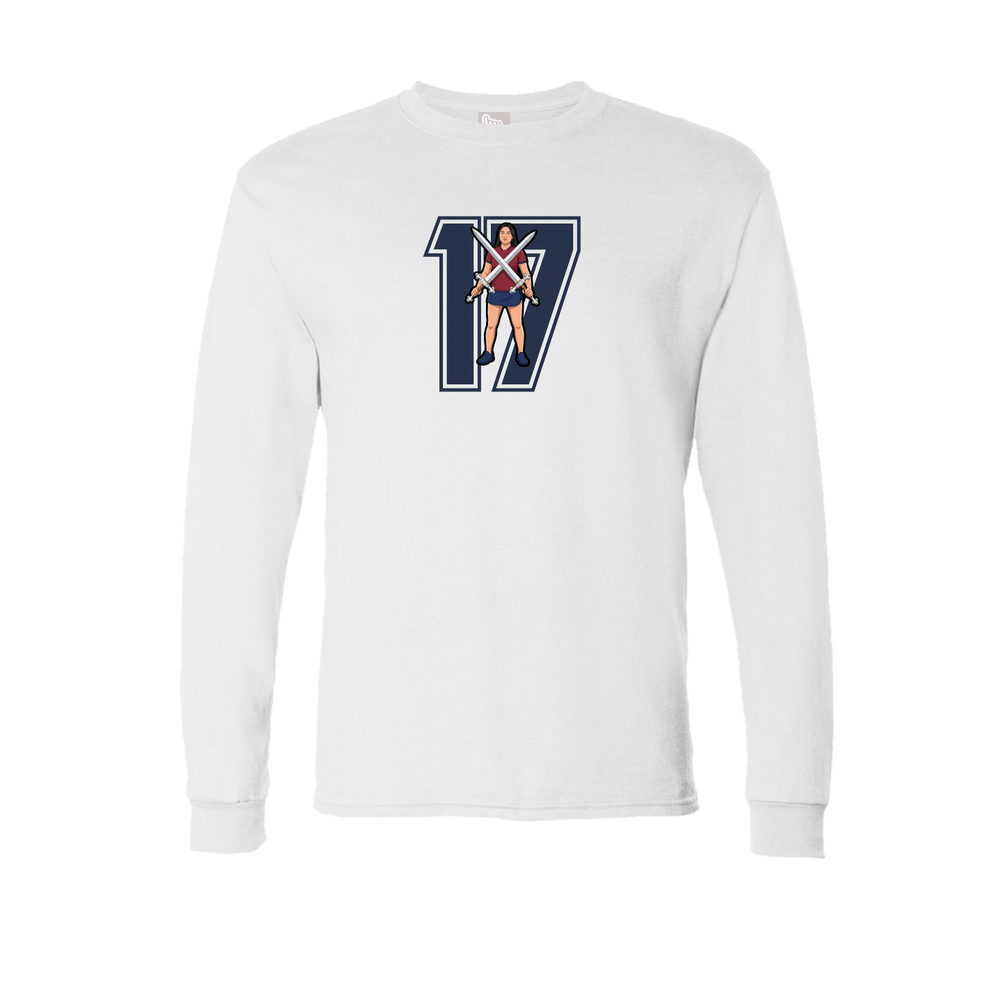 Long Sleeve Tee — Number in White