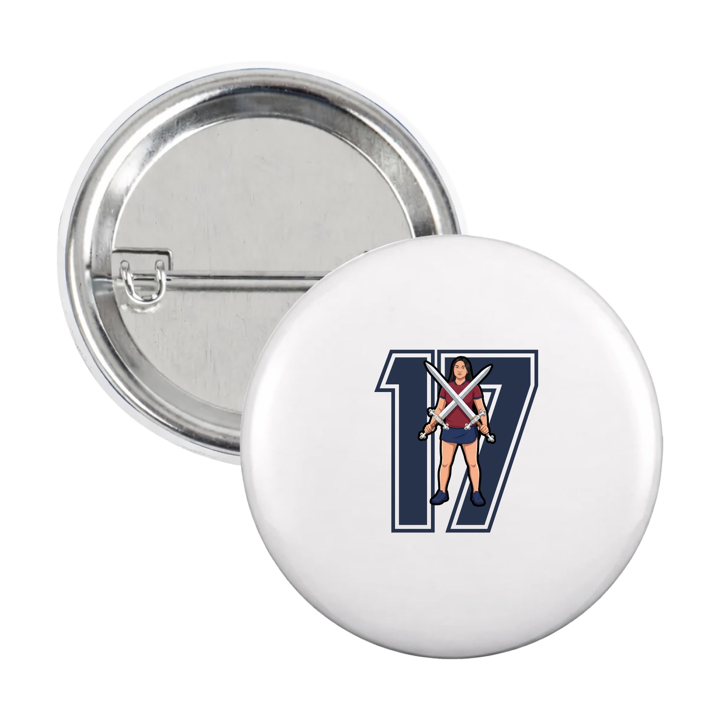 Game Day Button — Number in White