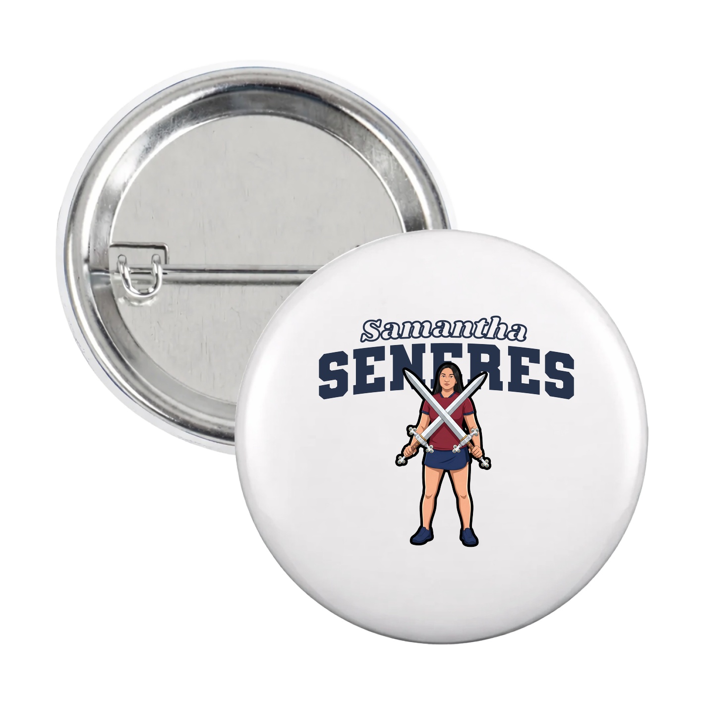 Game Day Button — Name Arch in White