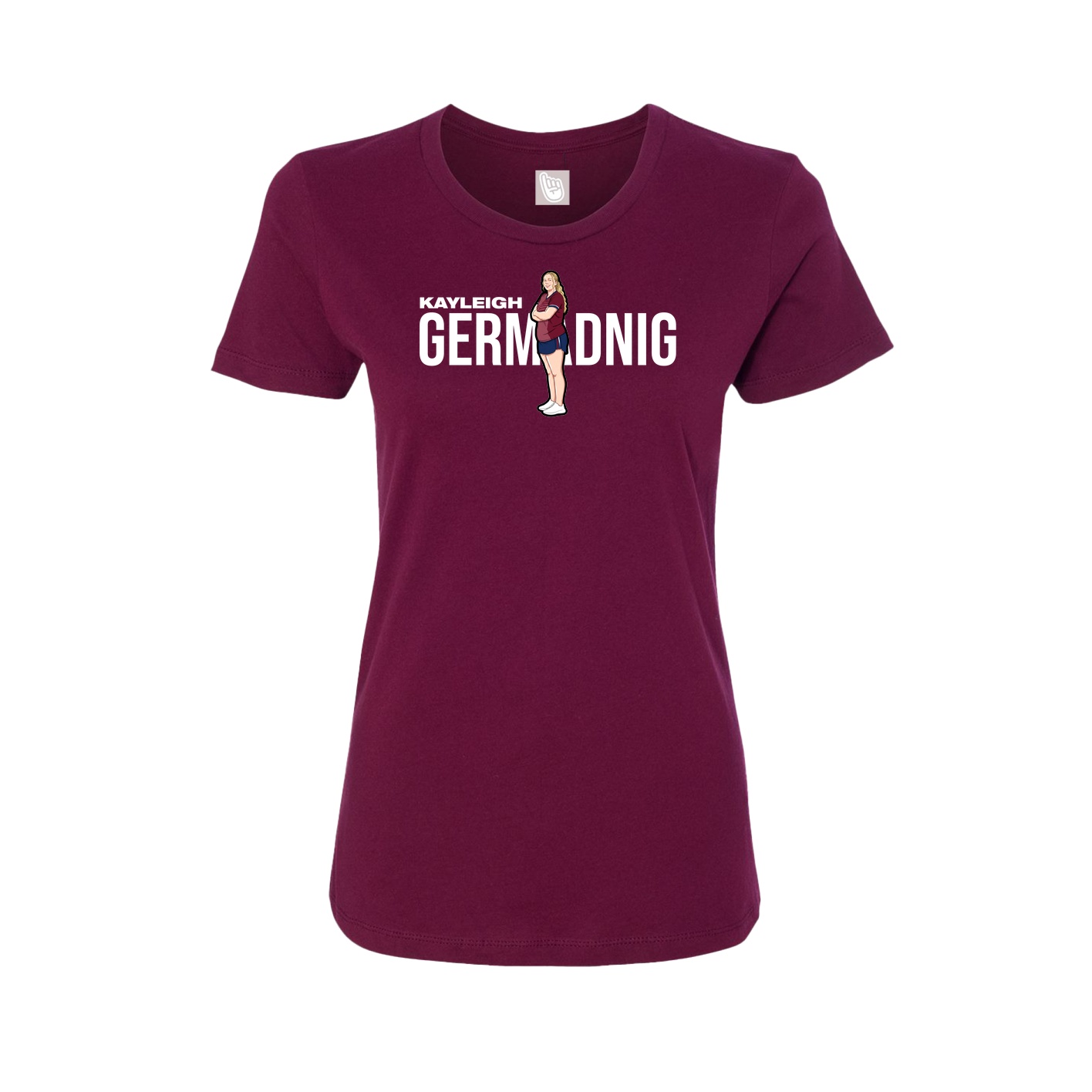 Fitted Women's Tee — Player Name in Maroon
