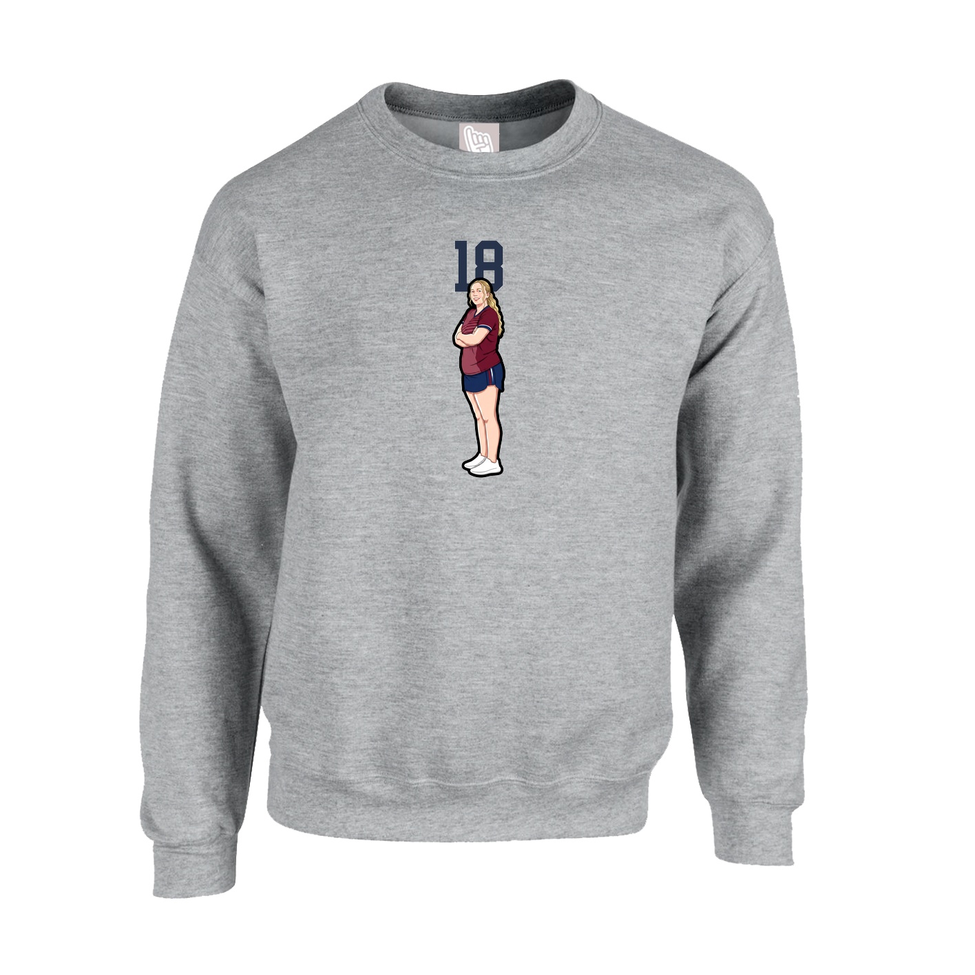 Fleece Crew — Number Top in Grey