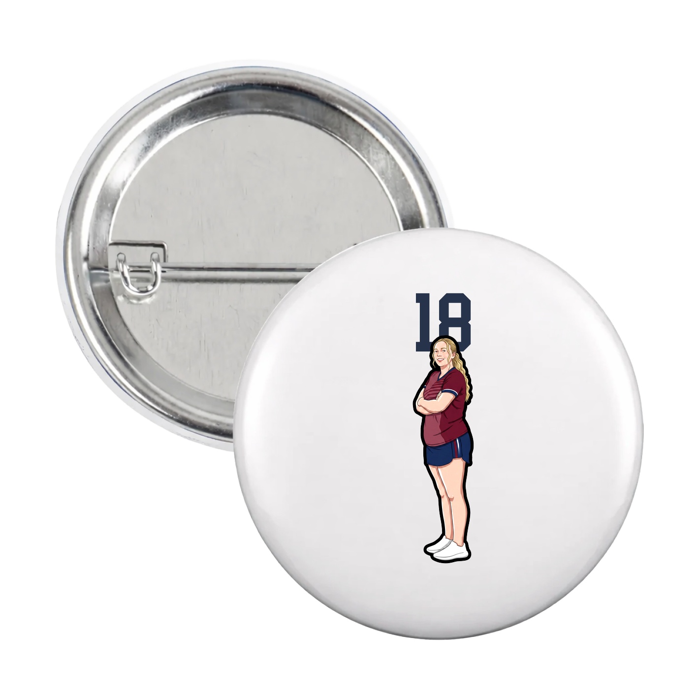 Game Day Button — Number Top in White