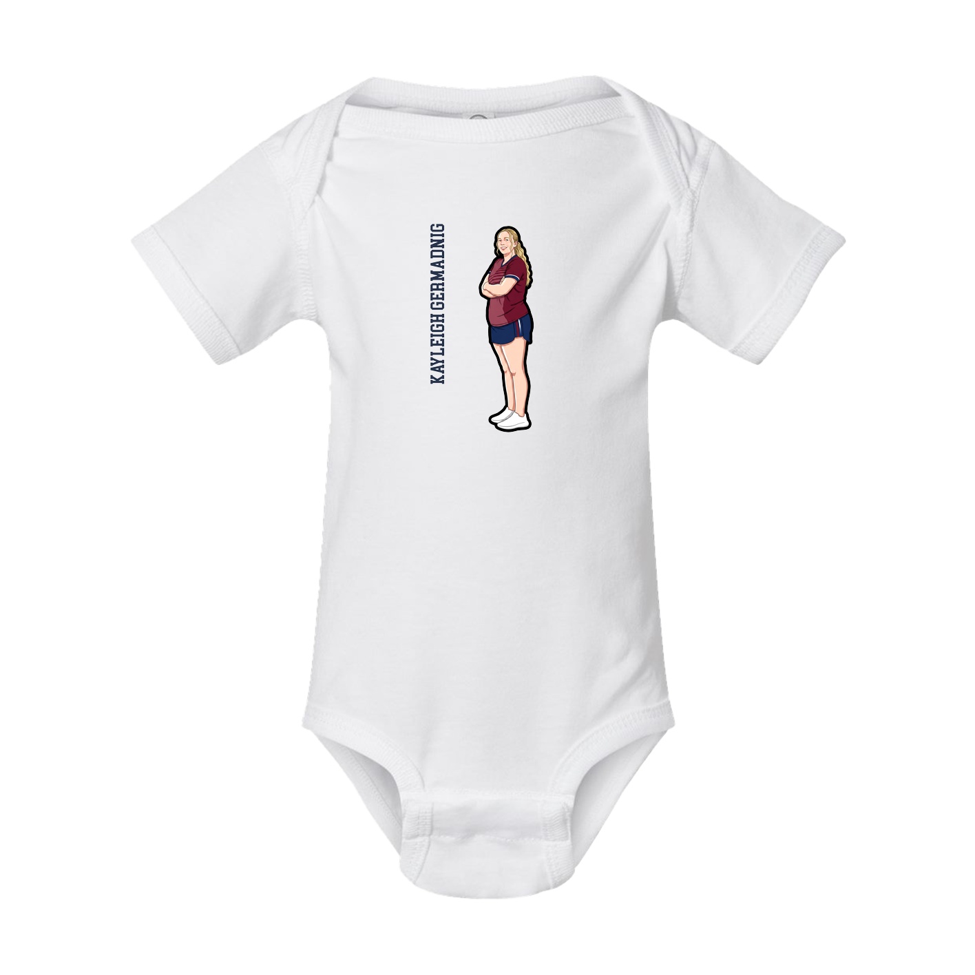 Baby Onesie — Name Vertical in White