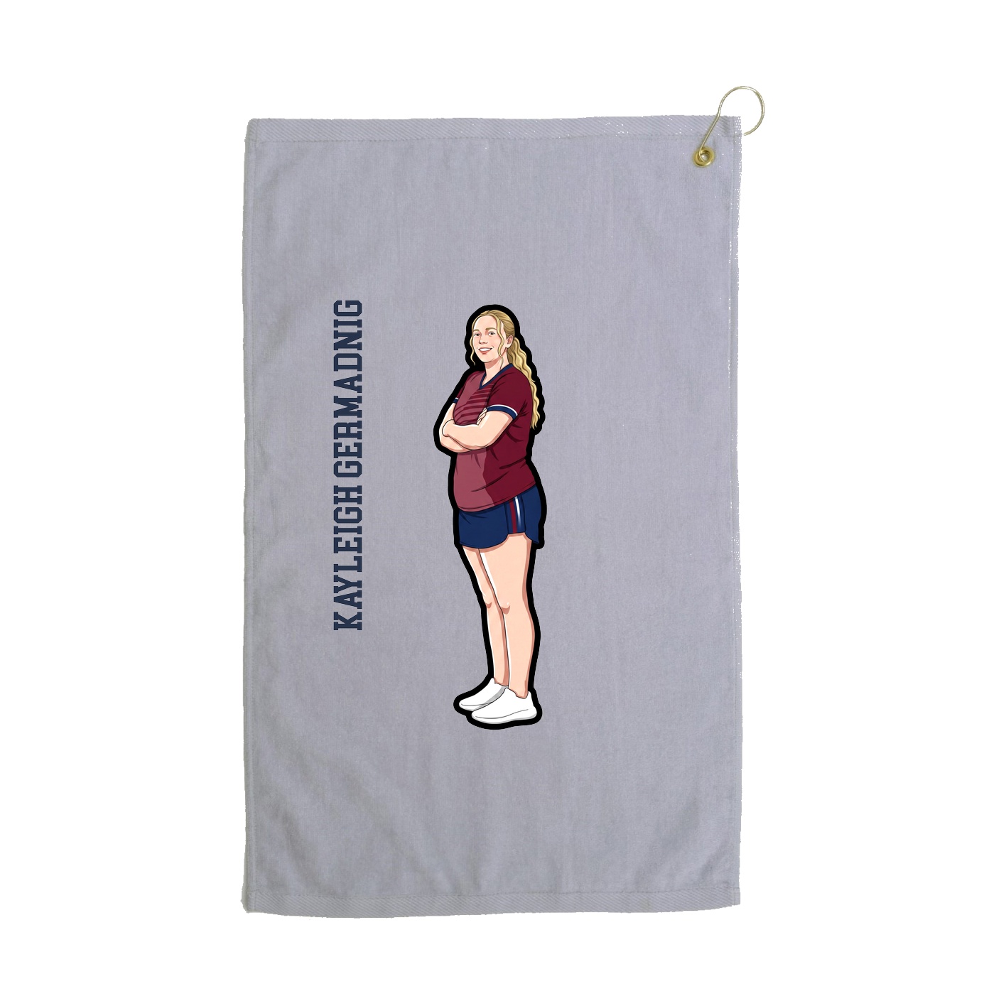 Golf Towel — Name Vertical in Grey