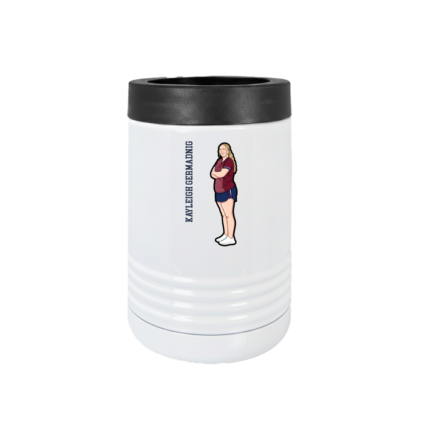 Beverage Holder — Name Vertical in White