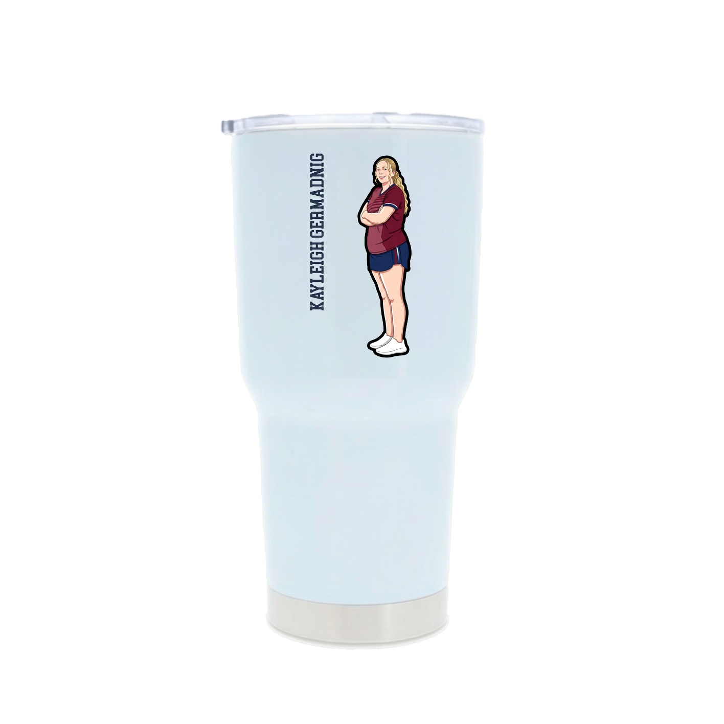 30oz Stainless Steel Tumbler — Name Vertical in White