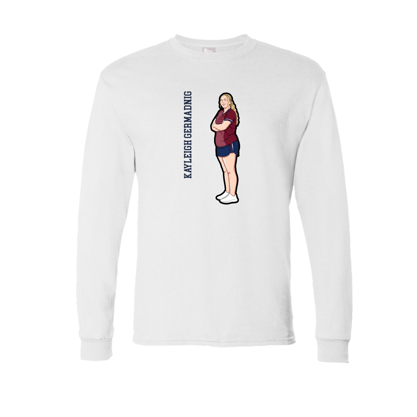 Long Sleeve Tee — Name Vertical in White