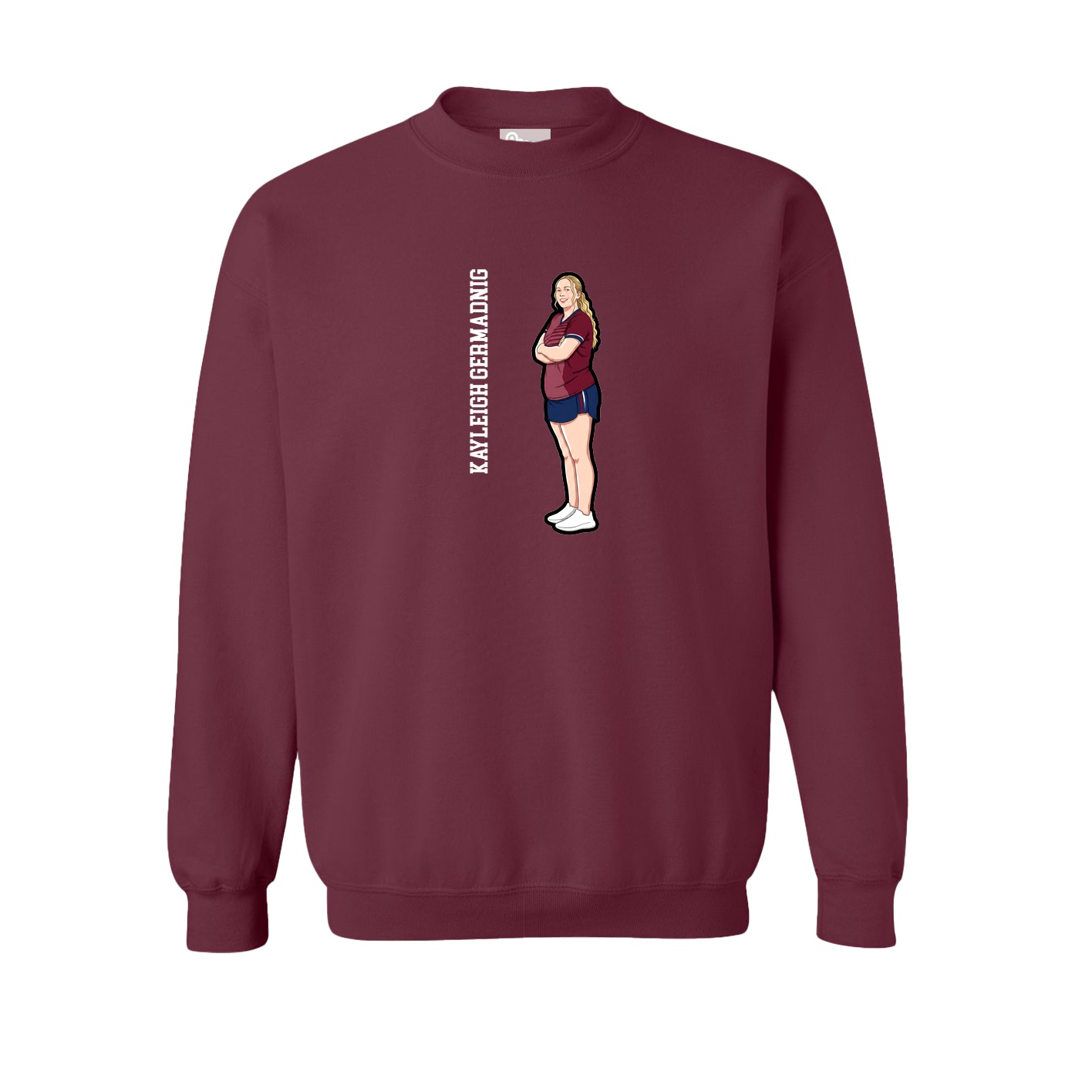 Fleece Crew — Name Vertical in Maroon