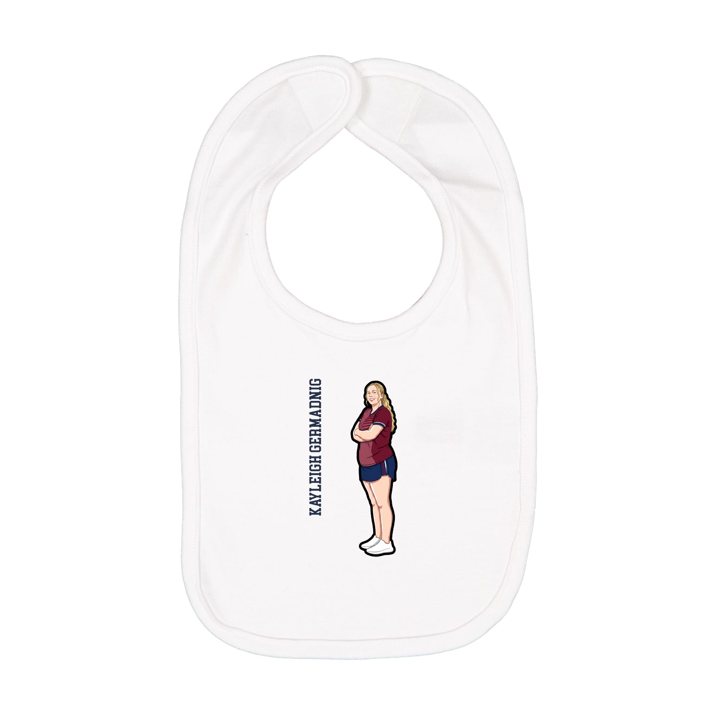Infant Bib — Name Vertical in White