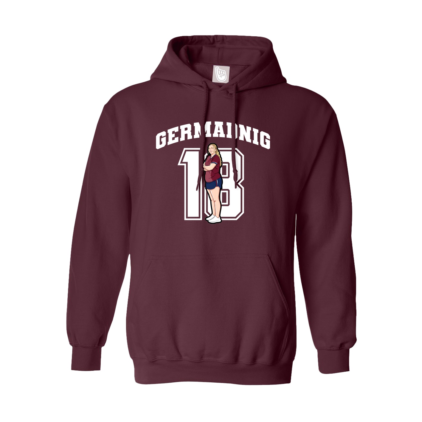 Hoodie — Number in Maroon