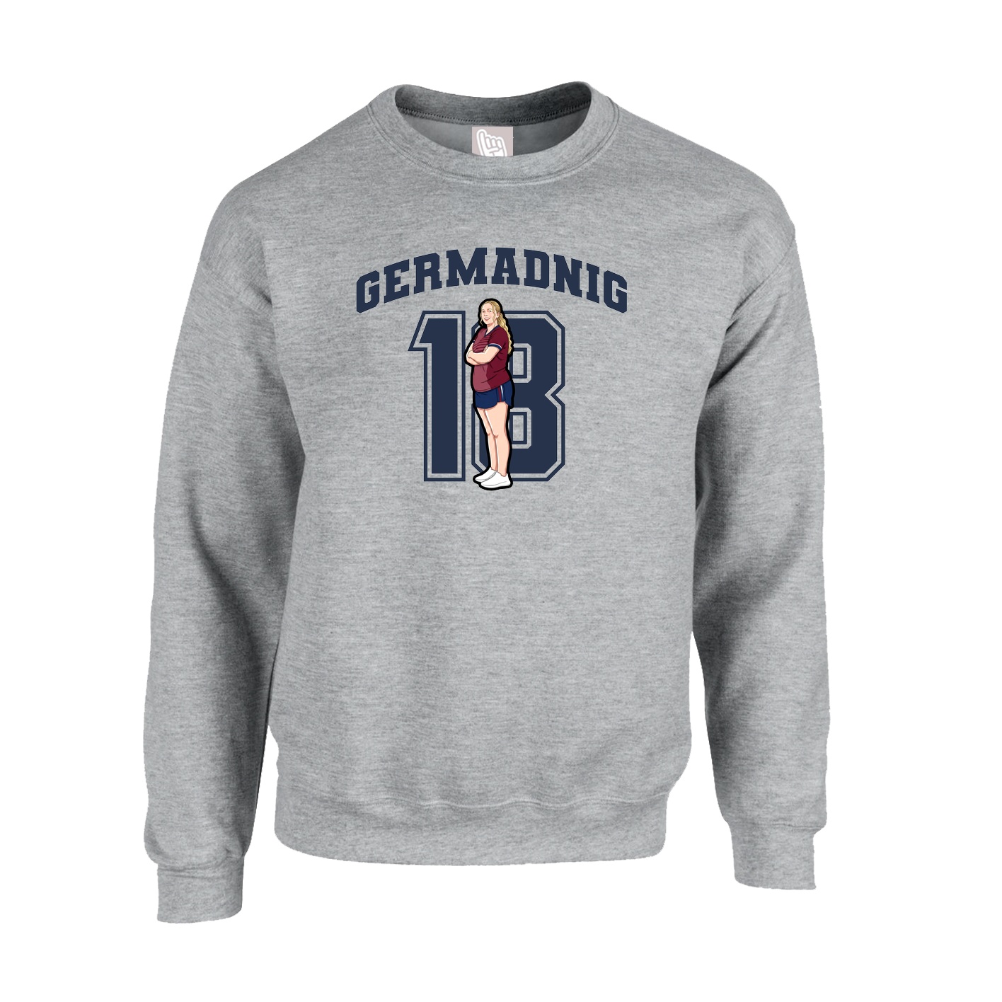 Fleece Crew — Number in Grey