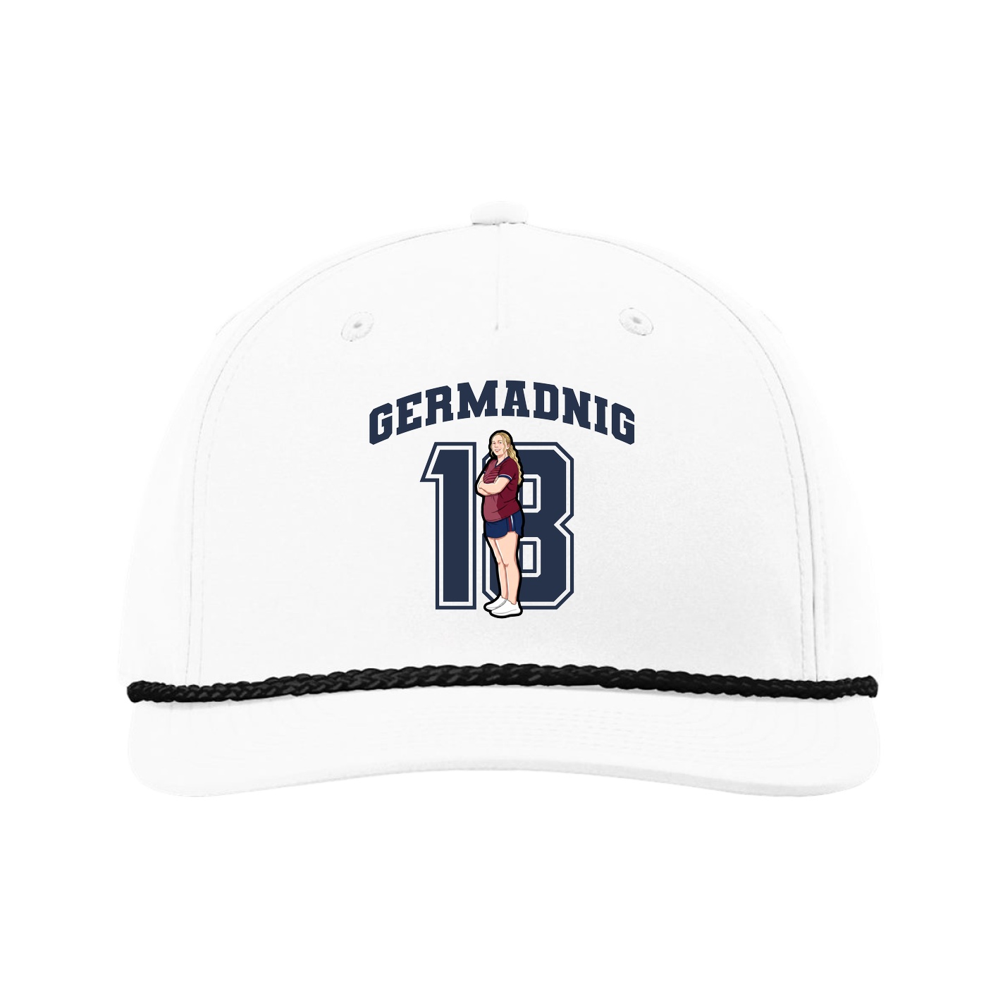 Five-Panel Classic Rope Cap — Number in White