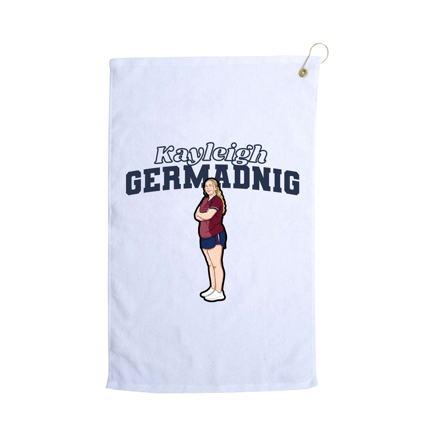 Golf Towel — Name Arch in White