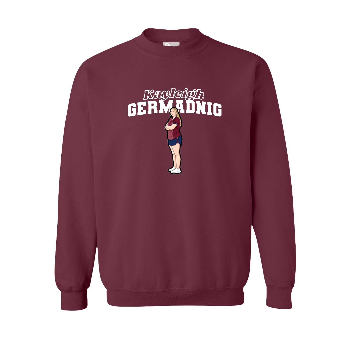 Fleece Crew — Name Arch in Maroon