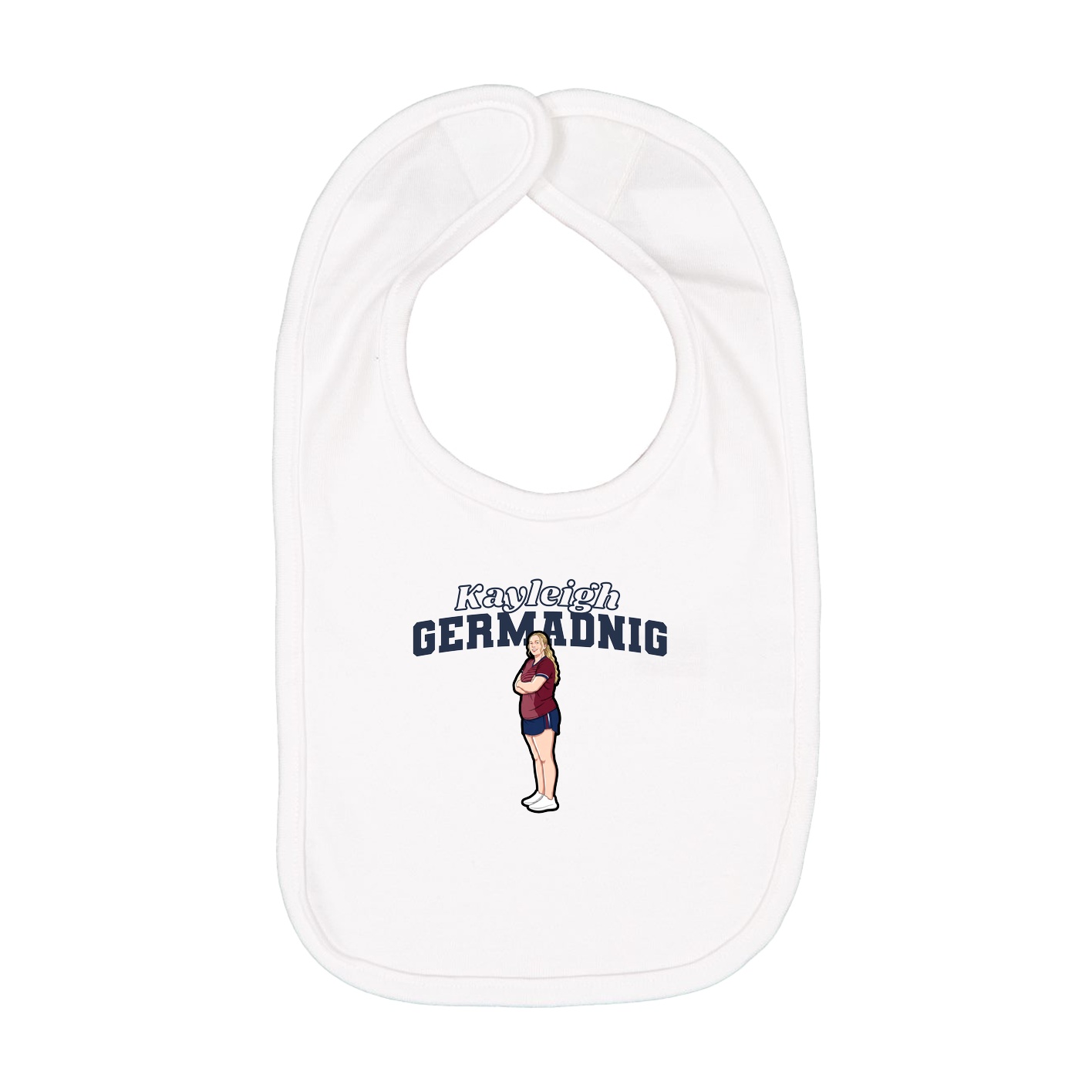 Infant Bib — Name Arch in White