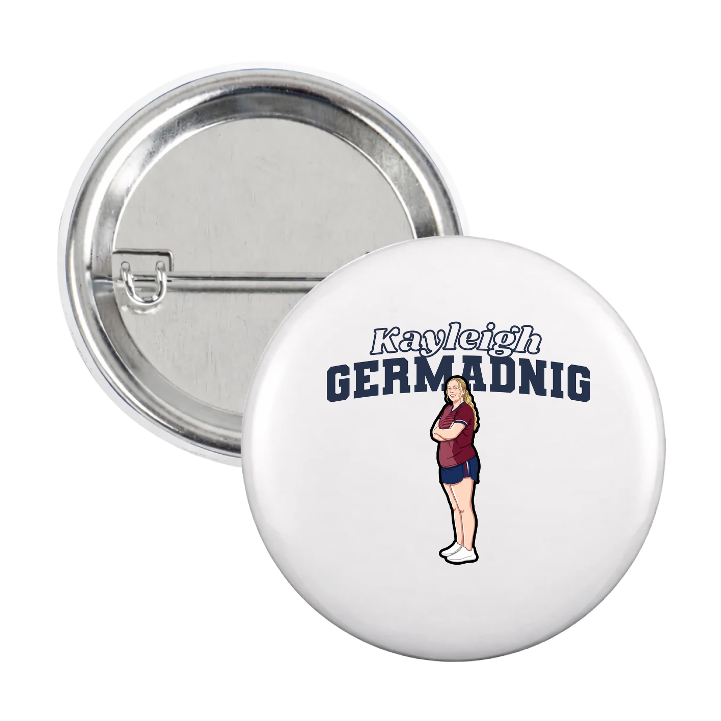 Game Day Button — Name Arch in White