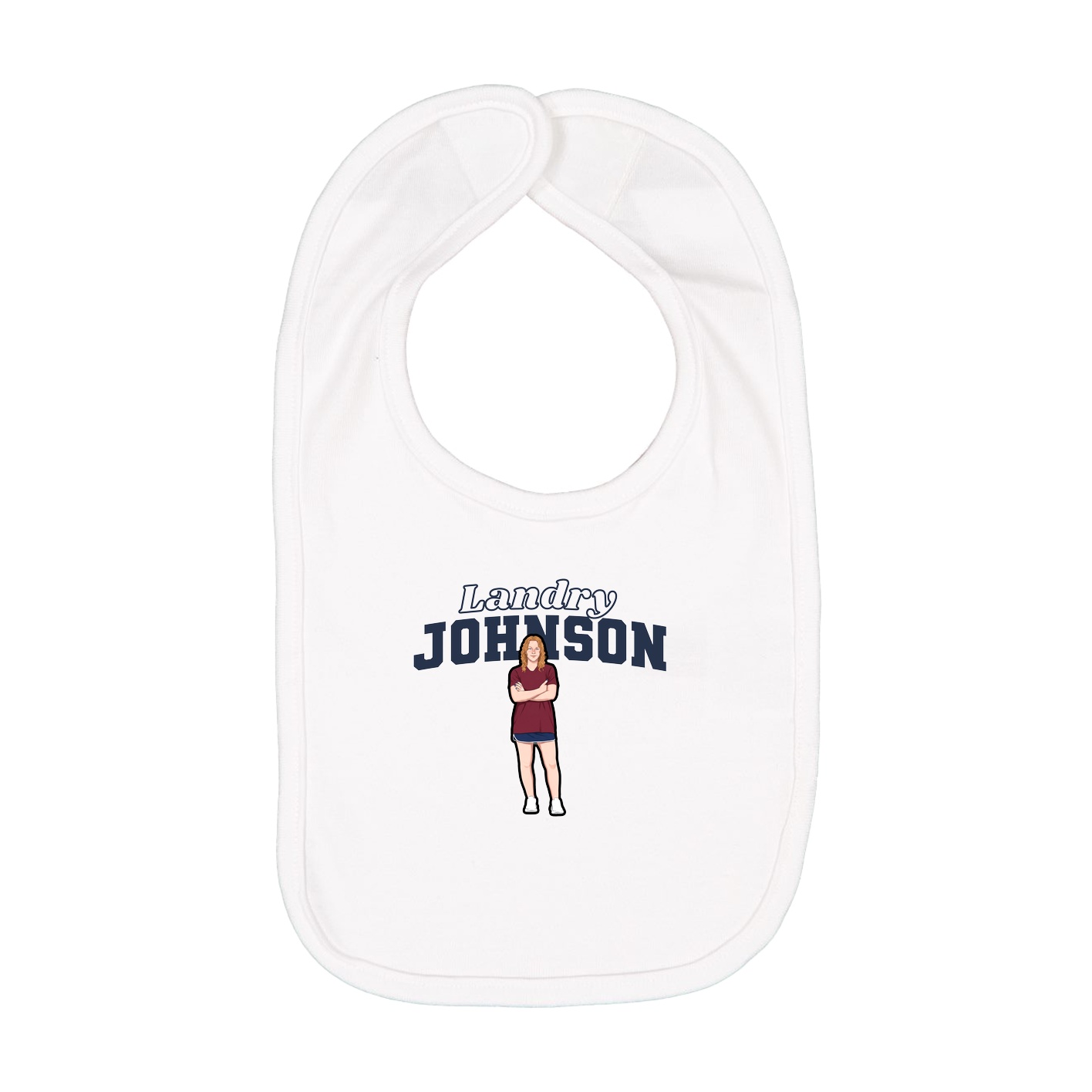 Infant Bib — Name Arch in White