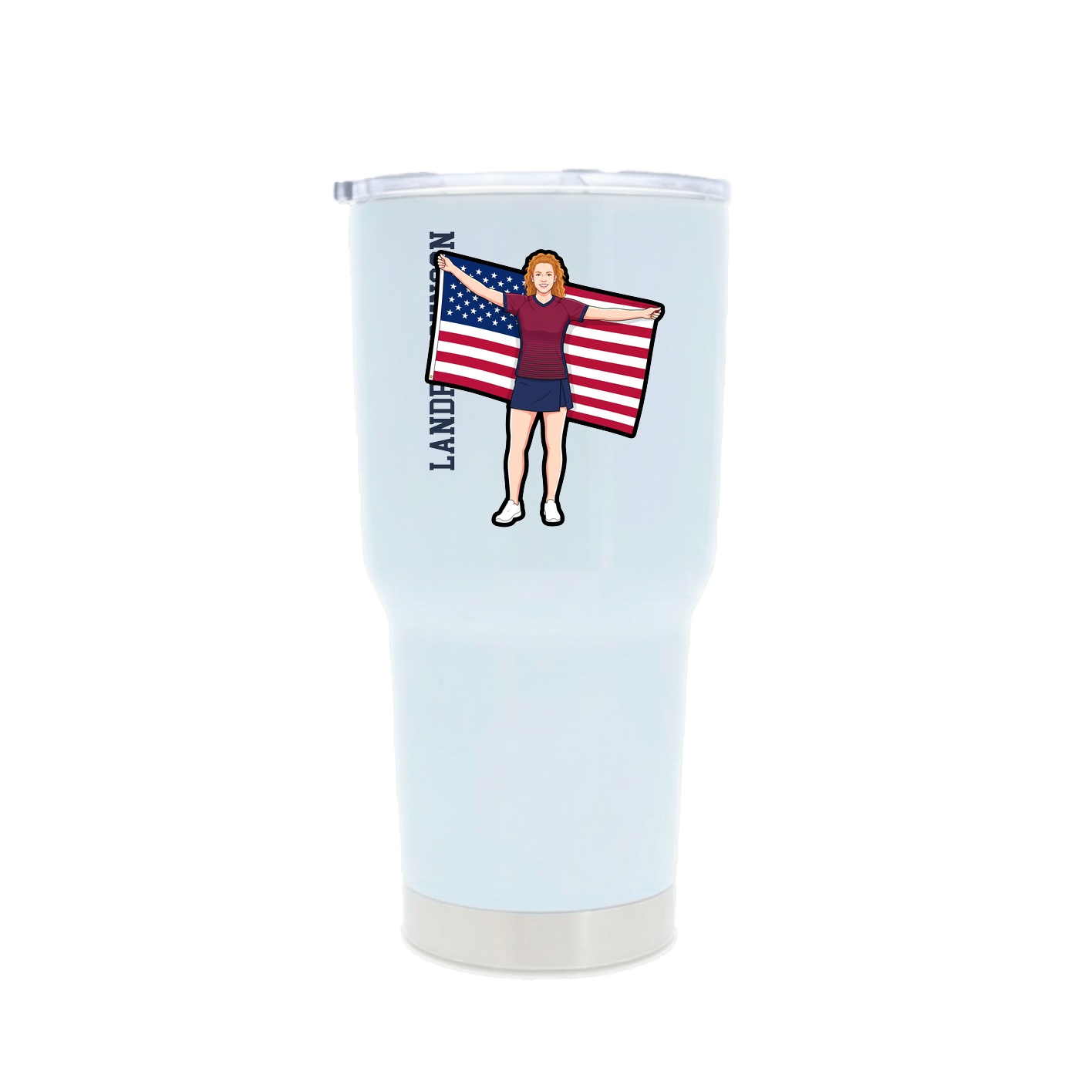 30oz Stainless Steel Tumbler — Name Vertical in White