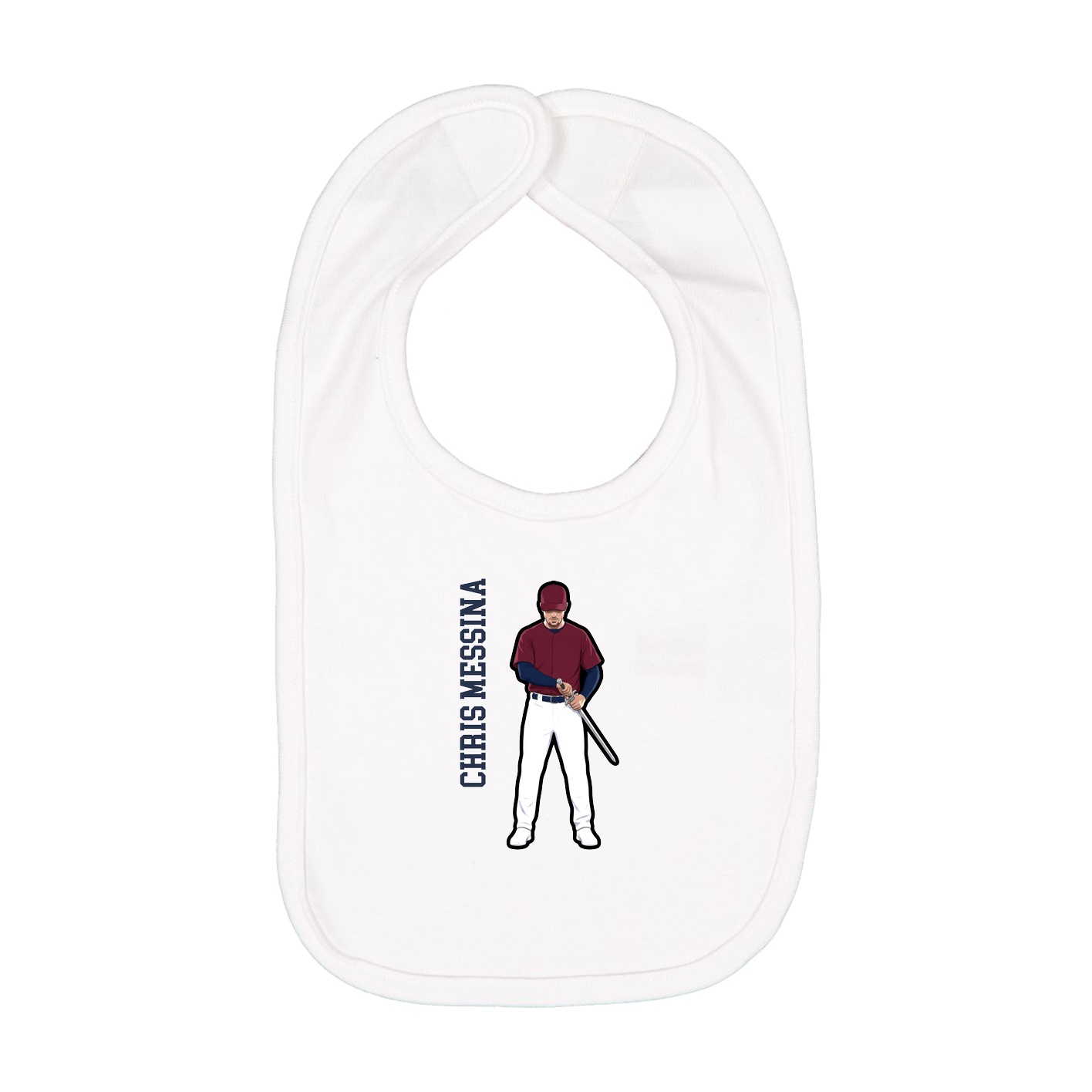 Infant Bib — Name Vertical in White