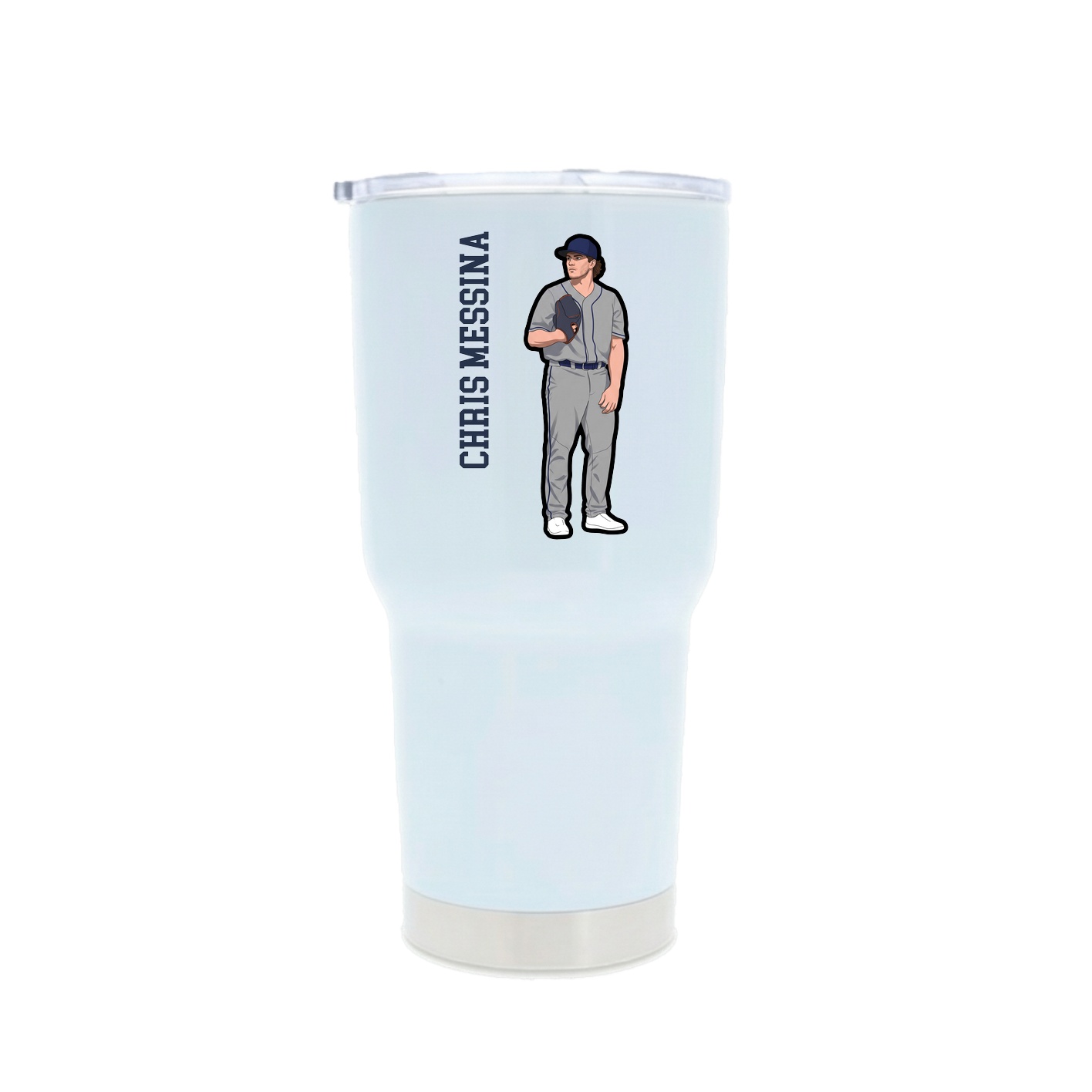 30oz Stainless Steel Tumbler — Name Vertical in White