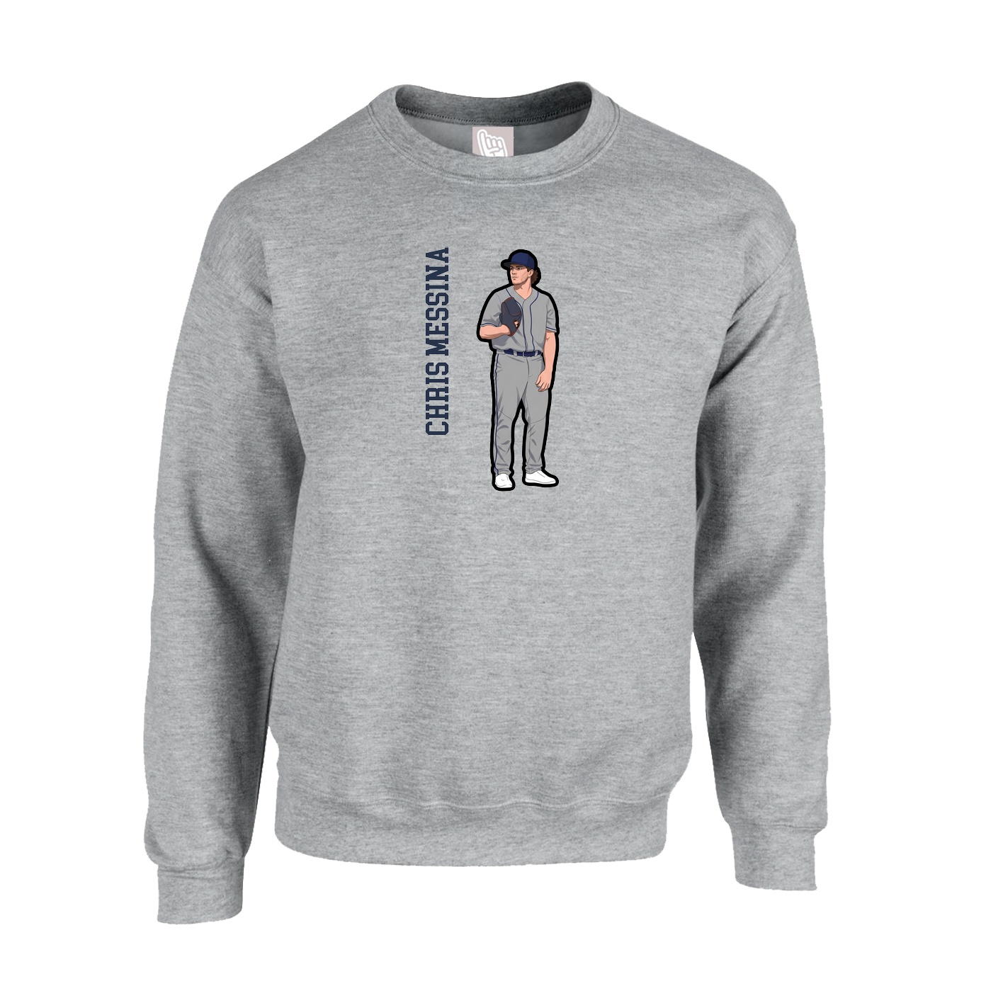 Fleece Crew — Name Vertical in Grey