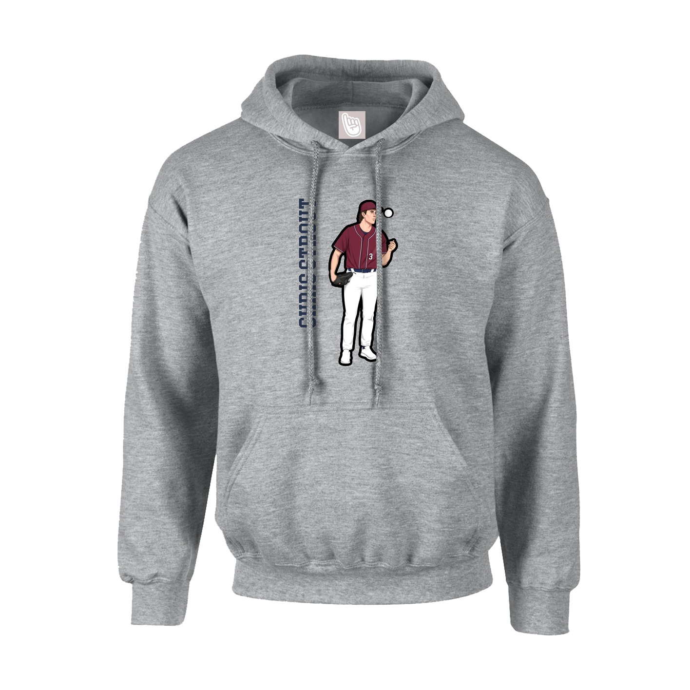 Youth Hoodie — Name Vertical in Grey