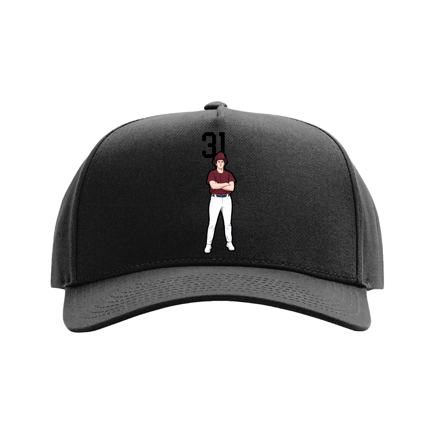 Full Fabric Five-Panel Champ Cap — Number Top in Black