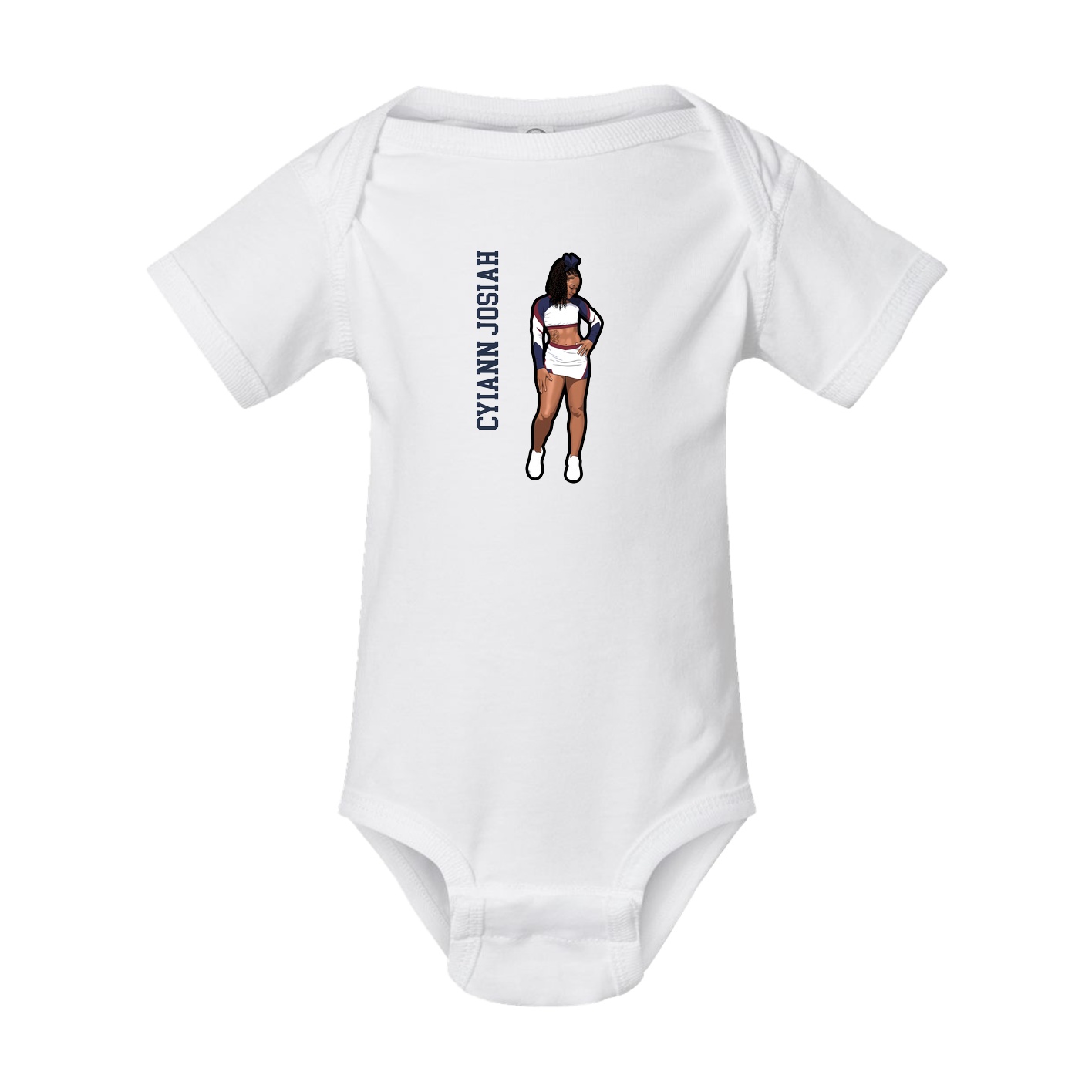 Baby Onesie — Name Vertical in White